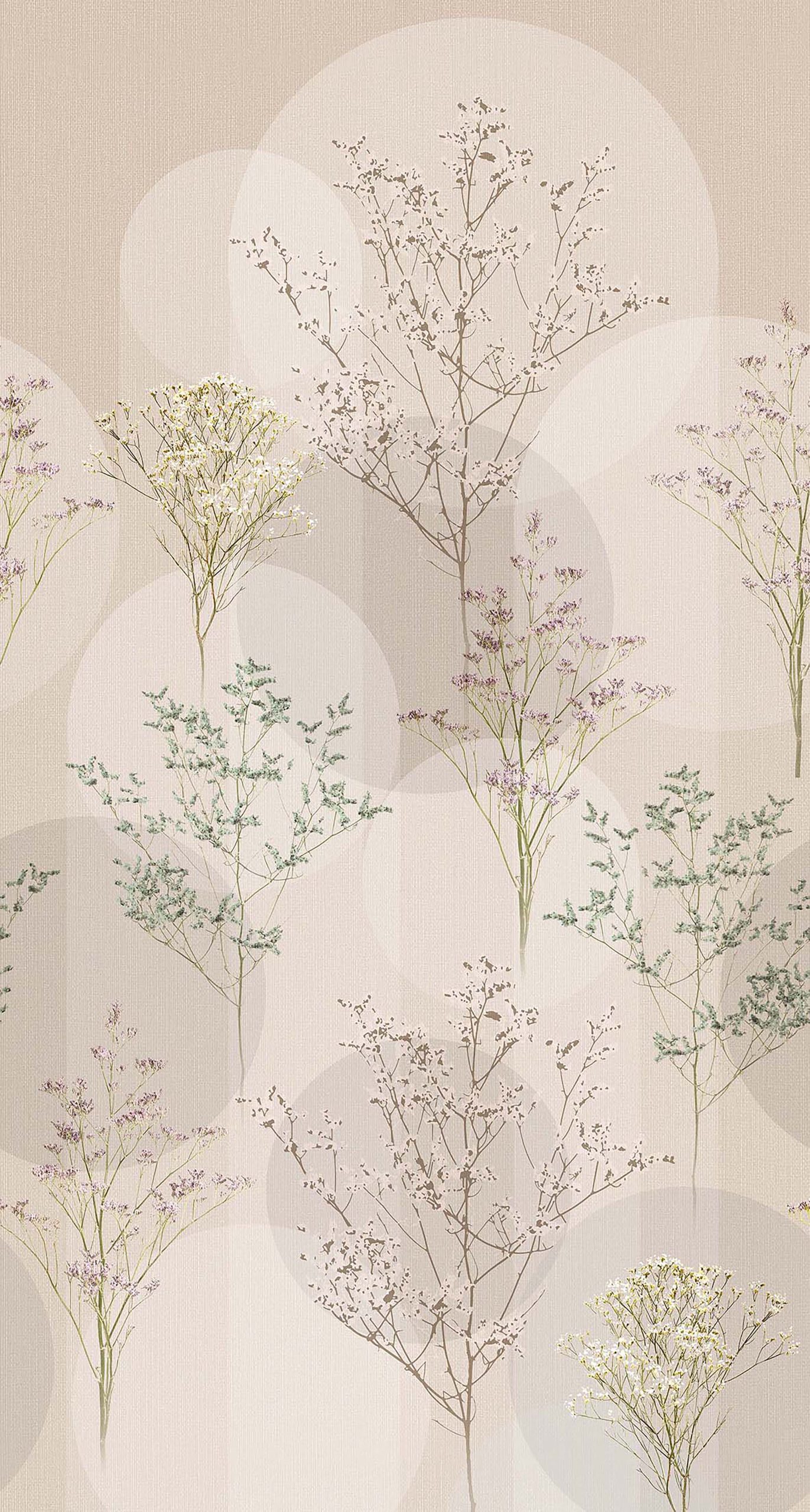 2268-20 Herbs Beige Stampa Su Tnt Elle Decor 3- Misura Cm.150x280h.