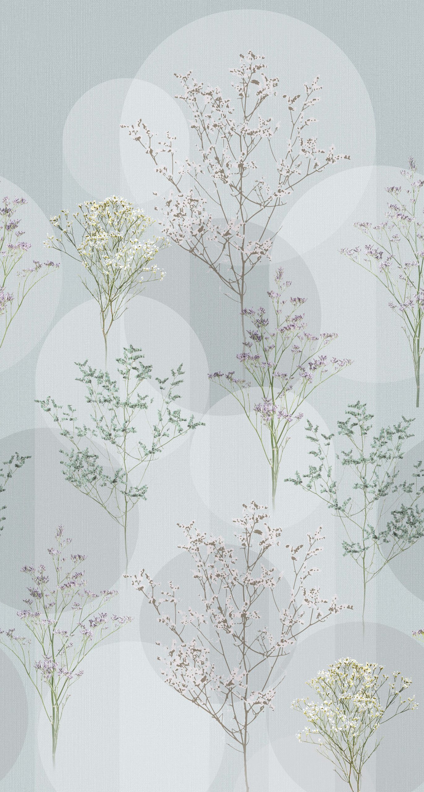 2268-30 Herbs Blu Stampa Su Tnt Elle Decor 3- Misura Cm.150x280h.