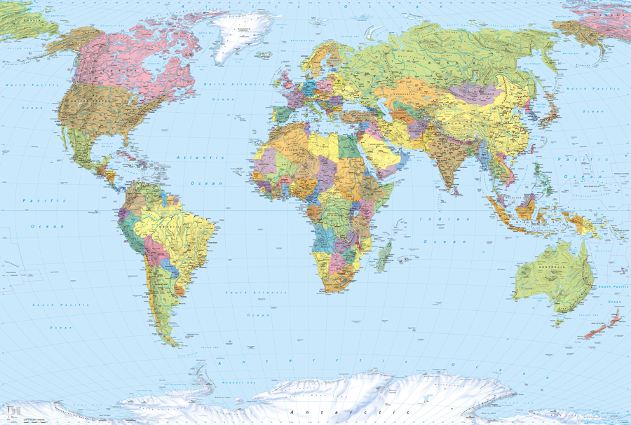 XXL4-038 World Map - Fotomurale Komar Imagine ed.5- Collezione Colours - Misura cm.368x248 H.