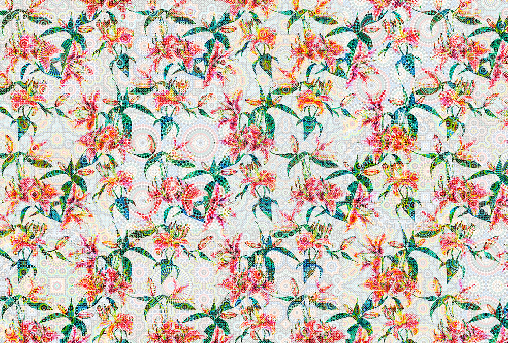 DD110211 Mosaic Lilies 1: Stampa digitale su supporto TNT Vlies Premium mt.4x2,7h.