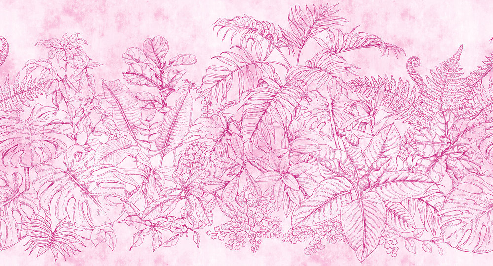 DD111097 Fern Garden 2: Stampa digitale su supporto TNT Vlies Matt mt.5x2,7h.