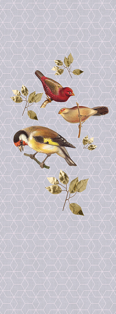 DD114333 Brilliant Birds Panel 1: Stampa digitale su supporto TNT Vlies Matt mt.1x2,7h.