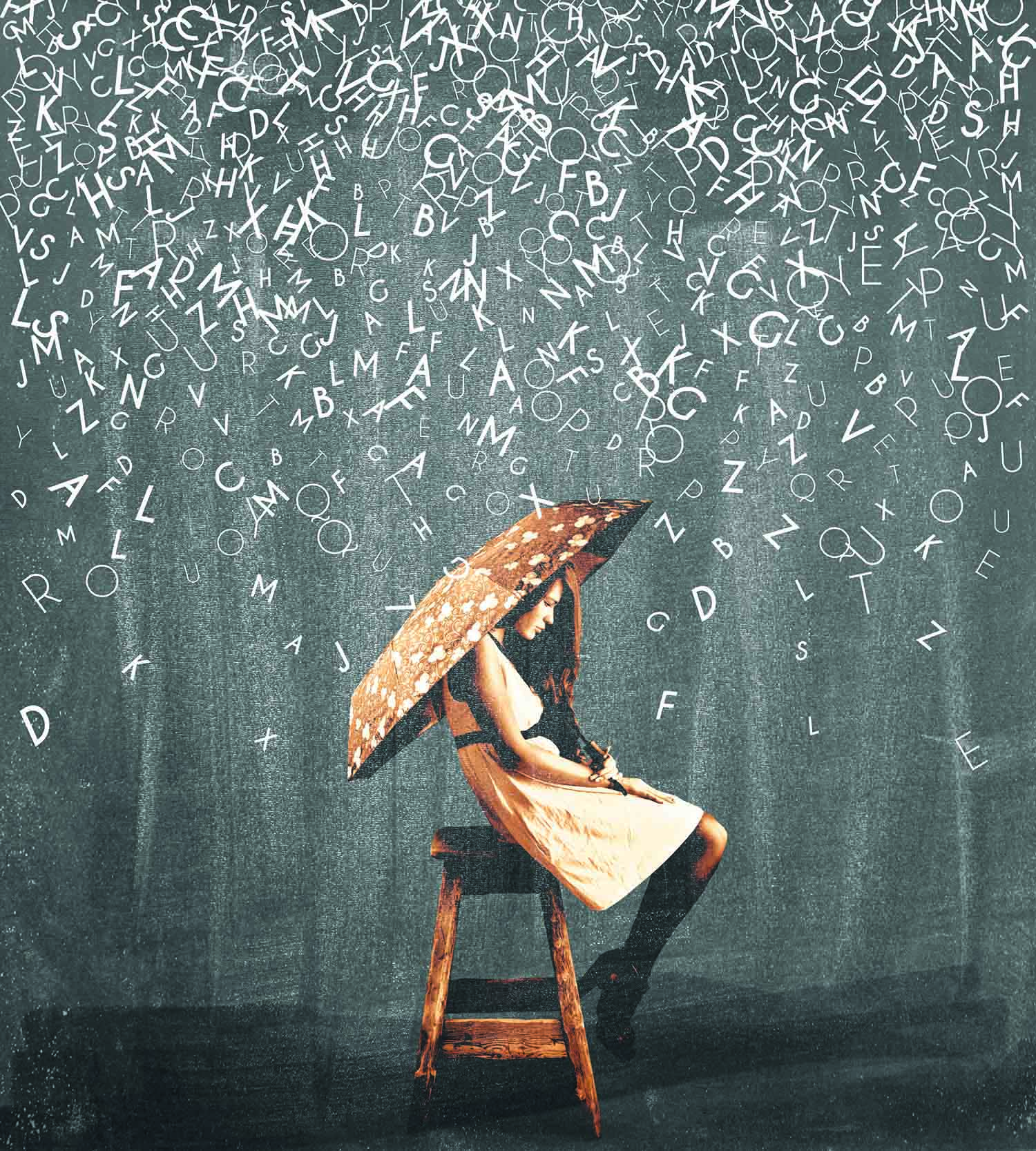 ONI11151 It'S Raining Words : Stampa digitale su supporto TNT Matt mt.4,5x3h.