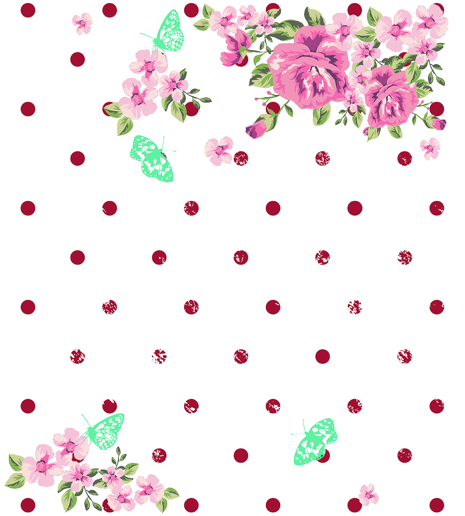 ROM51011 Floral Dots 1 : Stampa Digitale Su Supporto Tnt Matt Mt.4,5x3h.