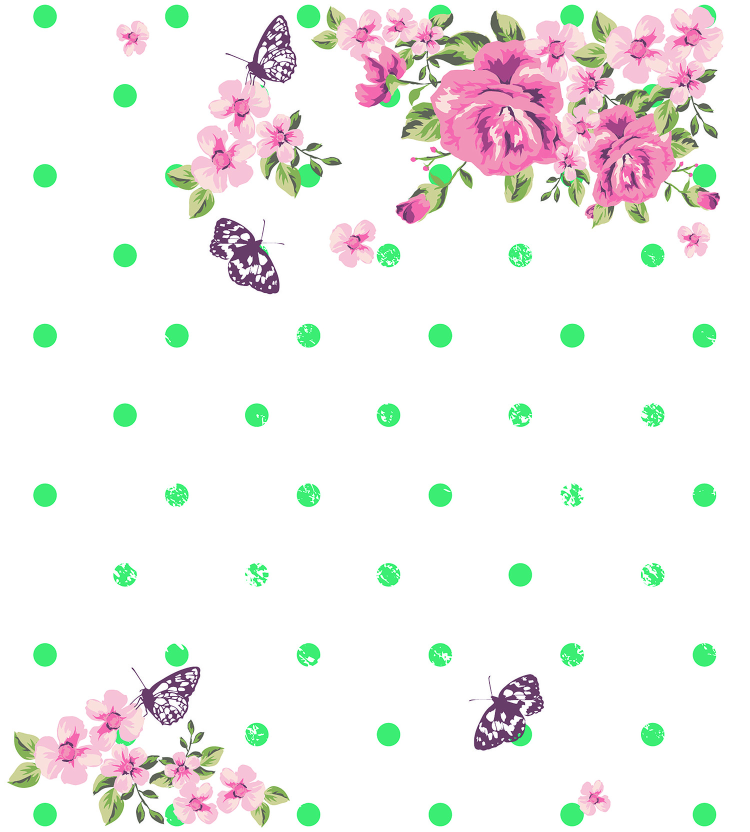 ROM51013 Floral Dots 3 : Stampa Digitale Su Supporto Tnt Matt Mt.4,5x3h.