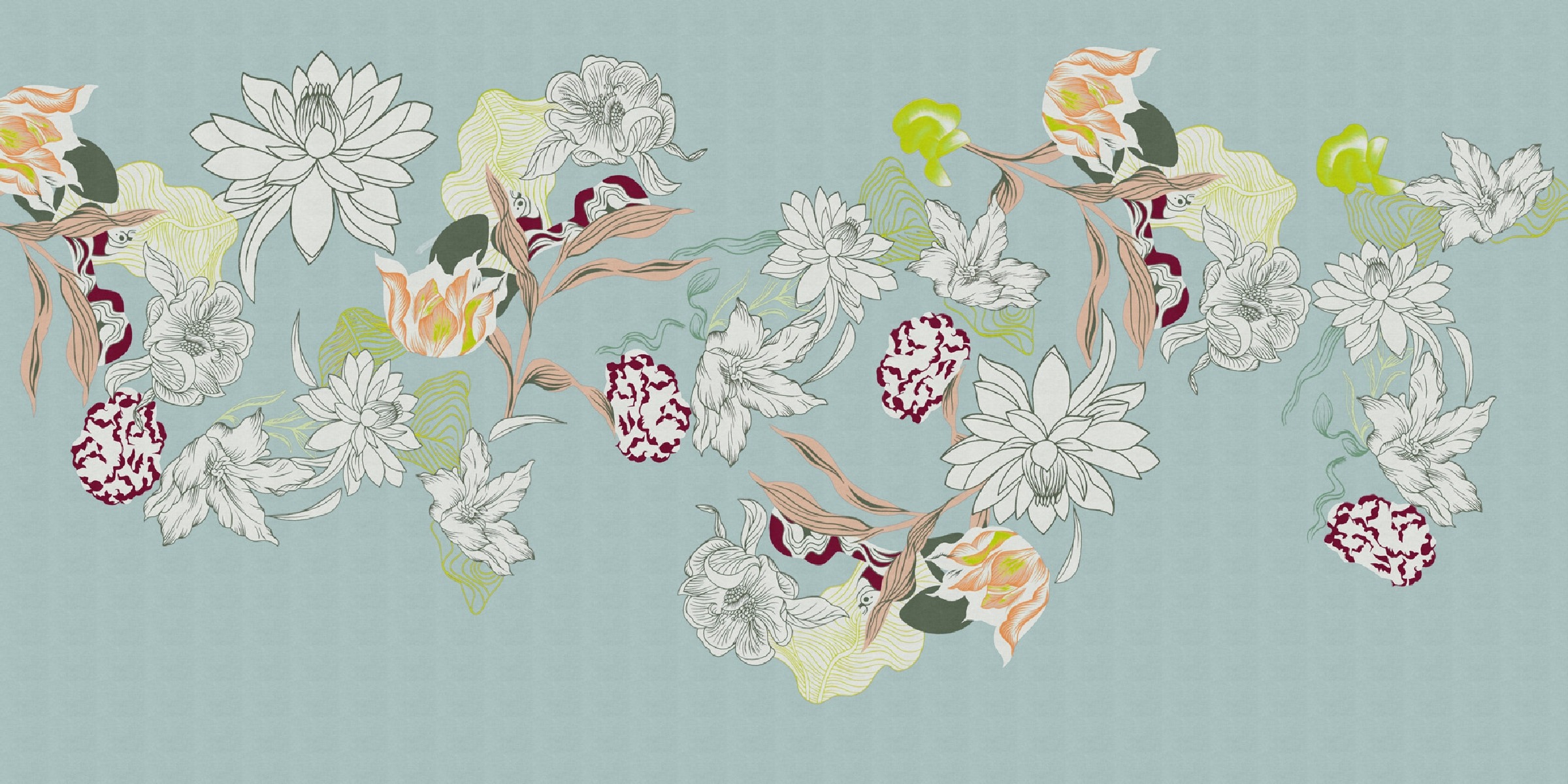 DD127482 Botany 2, Stampa su Vlies Matt, collezione Walls by Patel N.4, misura standard cm.500x250H.