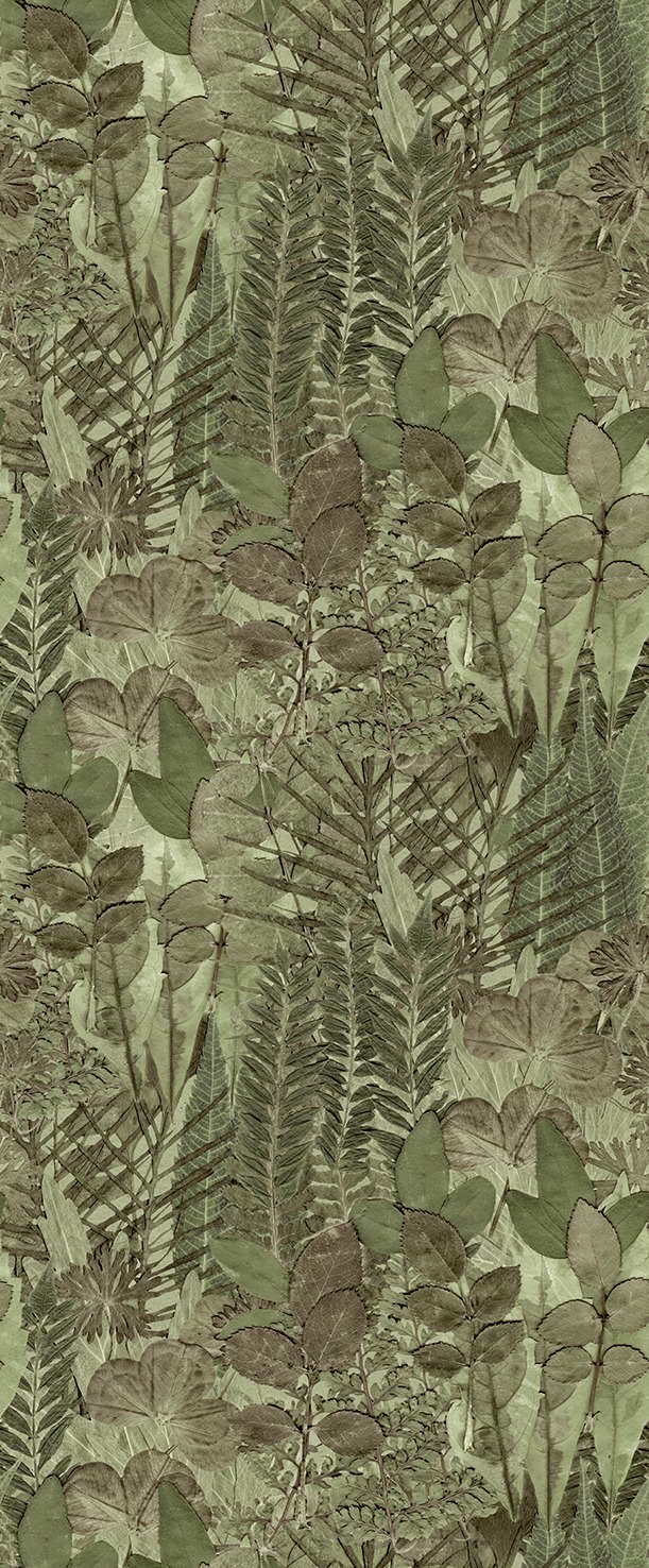HED27295 Herbarium Forest Green, Stampa Ecodeco Herbarium, Misura mt.1,06 x 2,80H