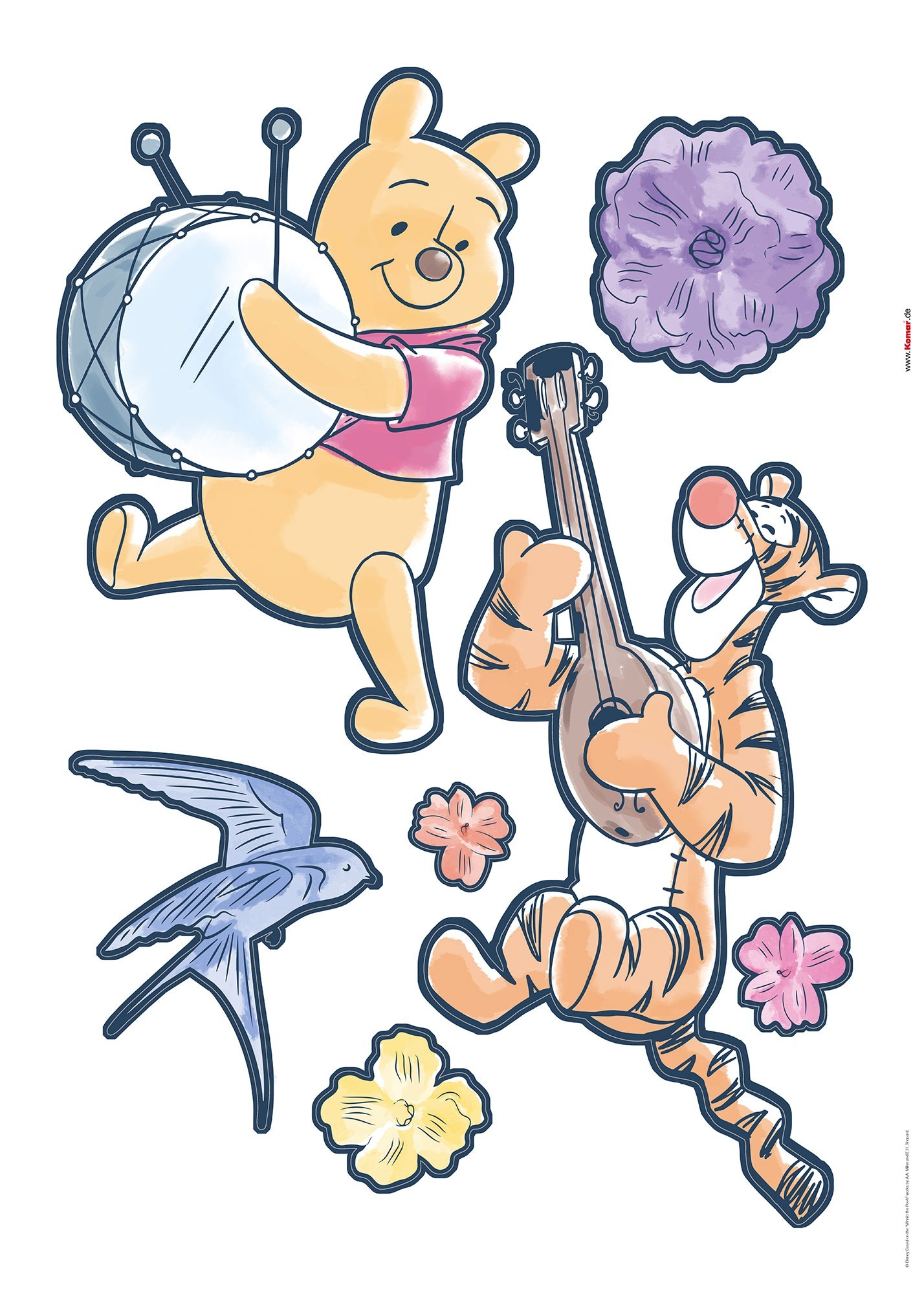 14503H Sticker Winnie the Pooh Rock-a-bye , Sticker Murale Pvc Adesivo, Misura cm.50x70h