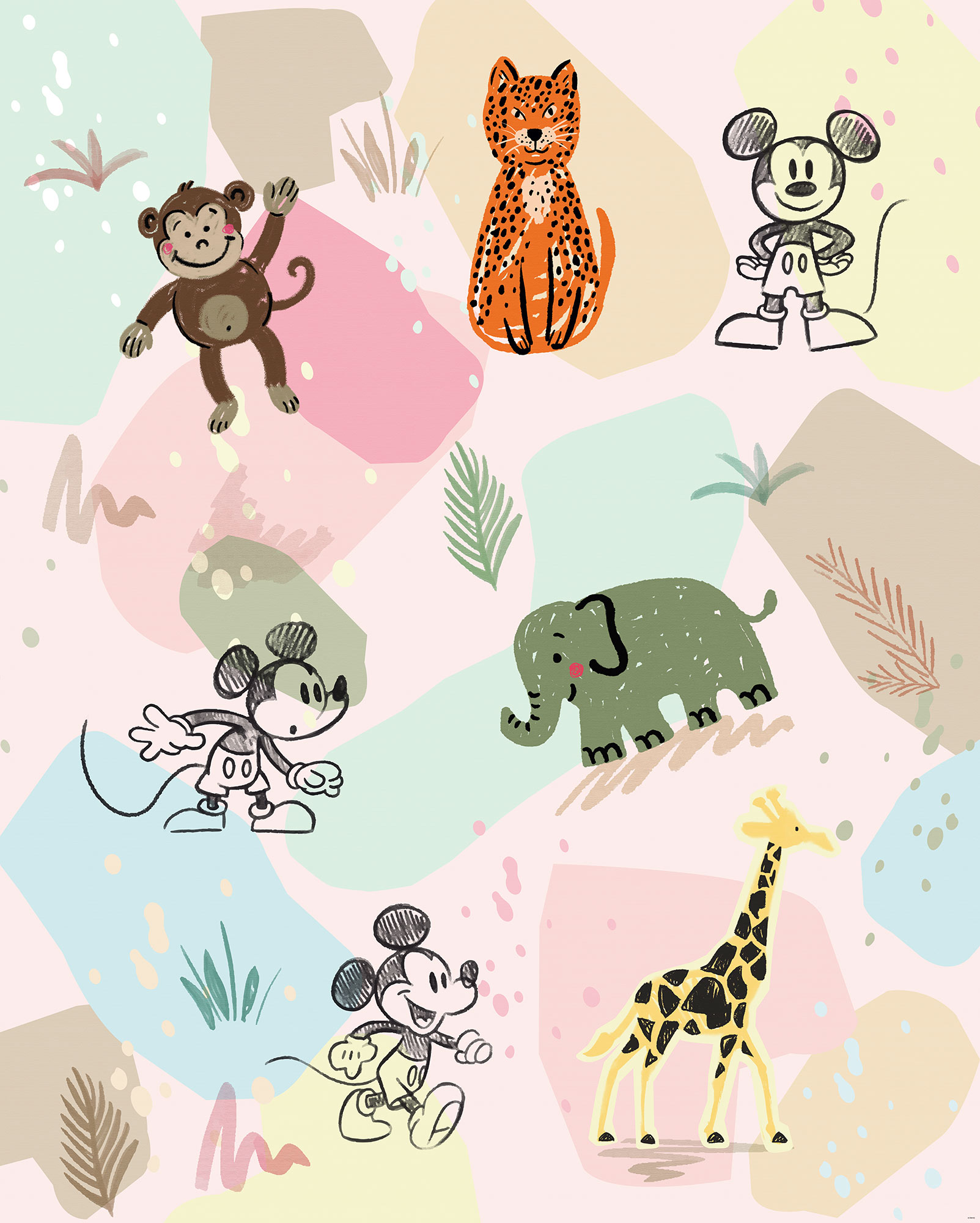 IADX4-098 Mickey Safari , Fotomurale TNT Intowonderland, Misura cm.200x250h - 4 teli