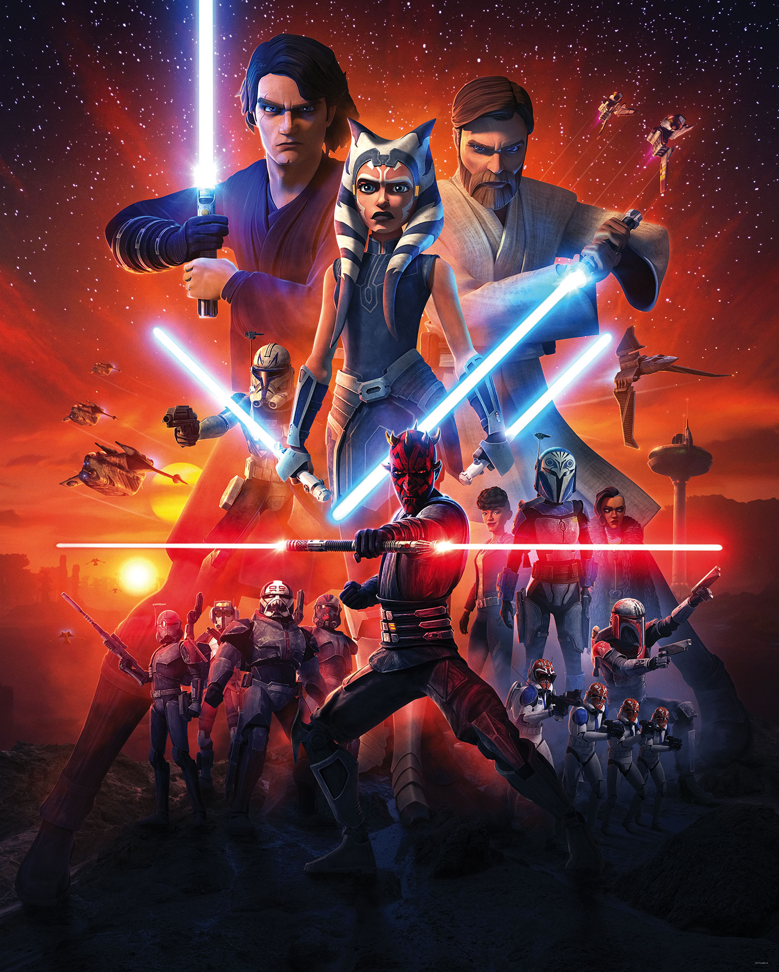 IADX4-101 Star Wars Clone Wars Mission, Fotomurale TNT Intowonderland,Misura cm.200x250h - 4 teli