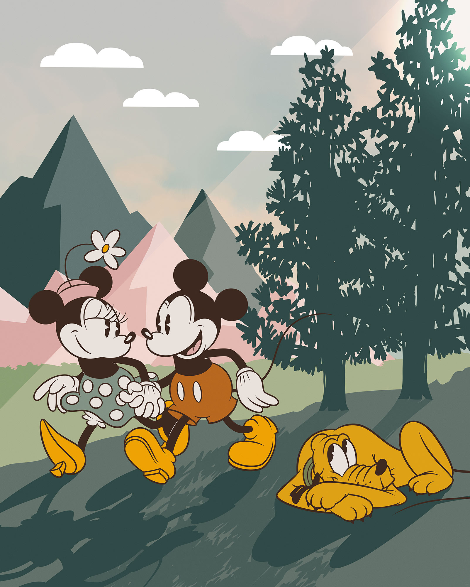 IADX4-102 Mickey & Minnie Embrace Nature, Fotomurale TNT Intowonderland, Misura cm.200x250h - 4 teli