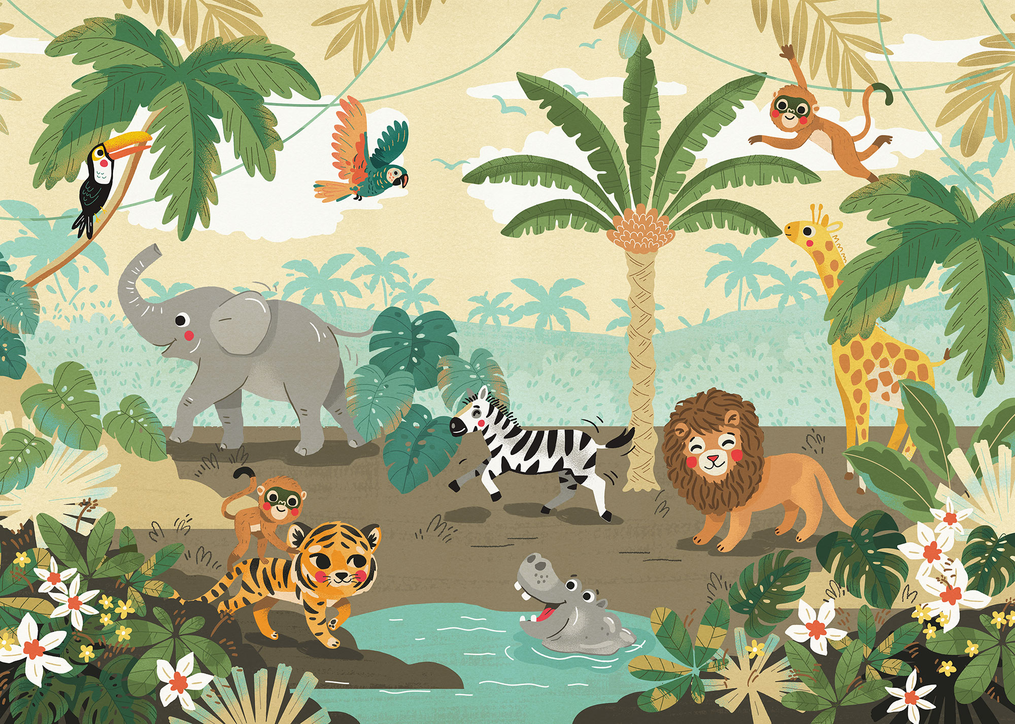 IAX7-0054 Baby Safari, Fotomurale TNT Intowonderland, Misura cm.350x250h - 7 teli