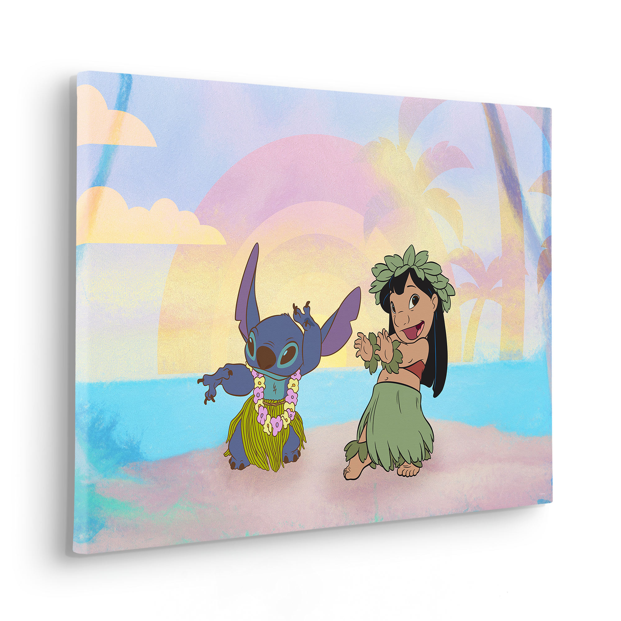 KR165-D-40X60 Lilo and Stitch Dancing, Quadro In TNT Intelaiato, Misura cm.60x40h