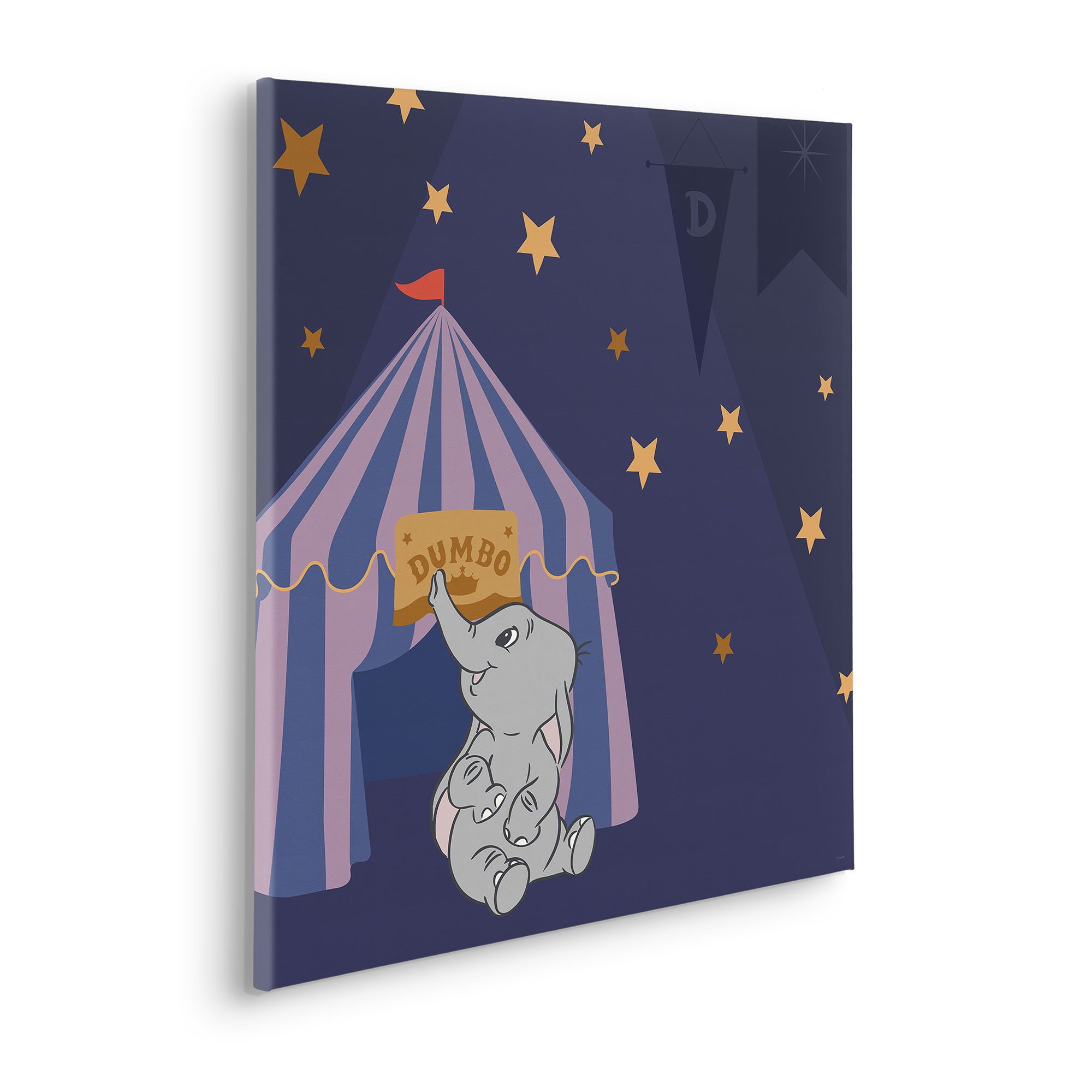 KR170-D-60X60 Starry Night with Dumbo, Quadro In TNT Intelaiato, Misura cm.60x60h