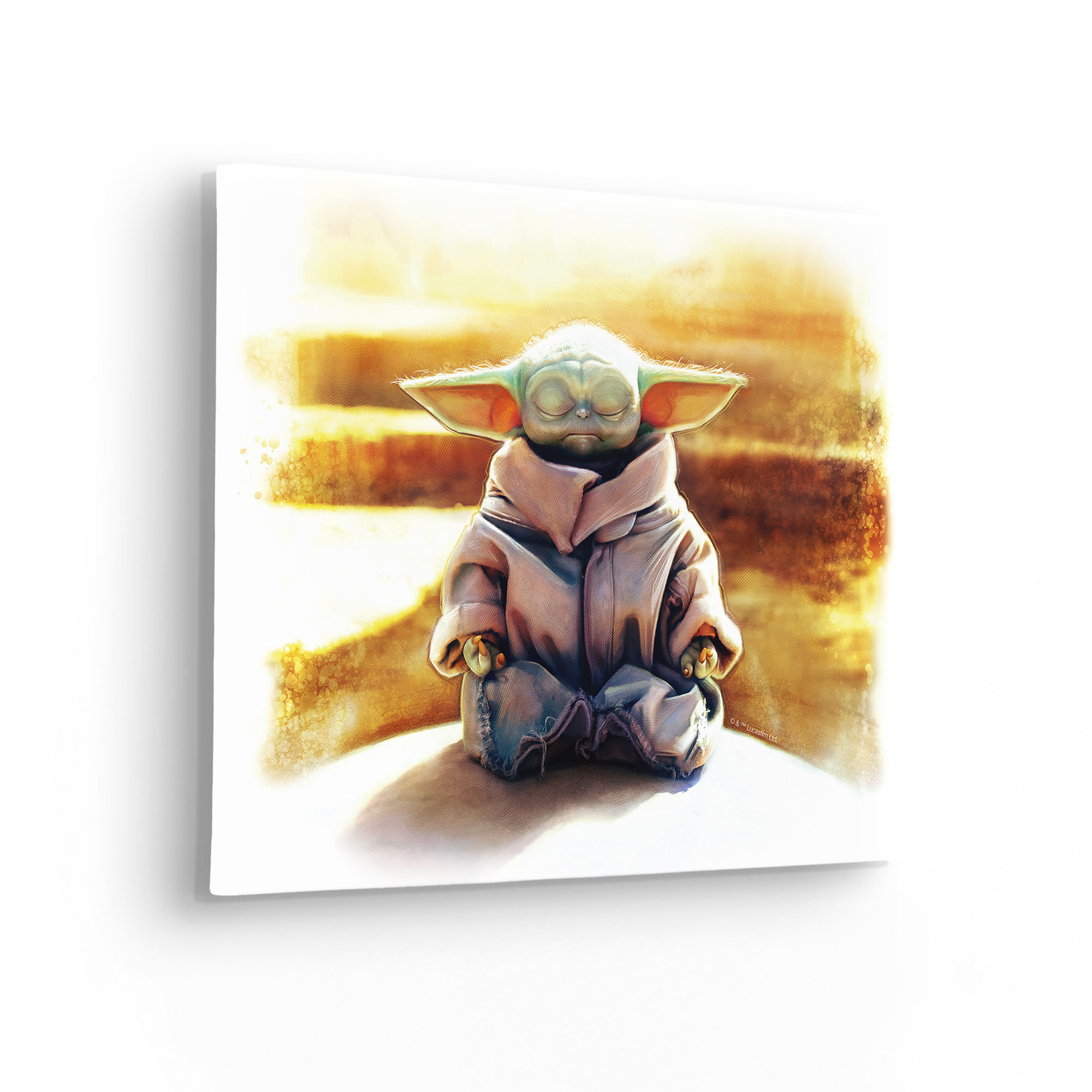 KR175-S-30X40 The Mandalorian Grogu Meditation King, Quadro In TNT Intelaiato, Misura cm.40x30h