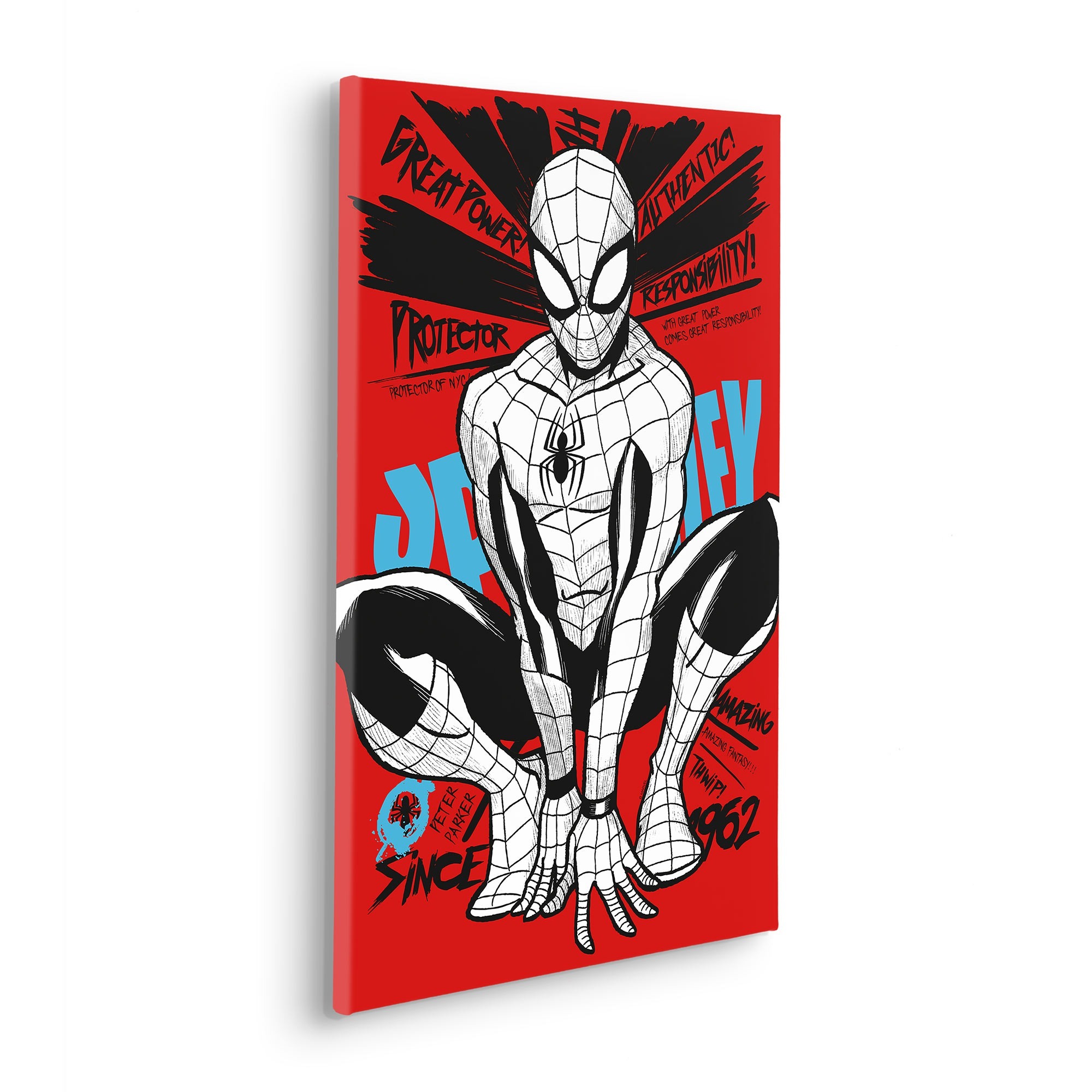 KR194-M-40X60 Spider-Man Protector of NYC, Quadro In TNT Intelaiato, Misura cm.40x60h