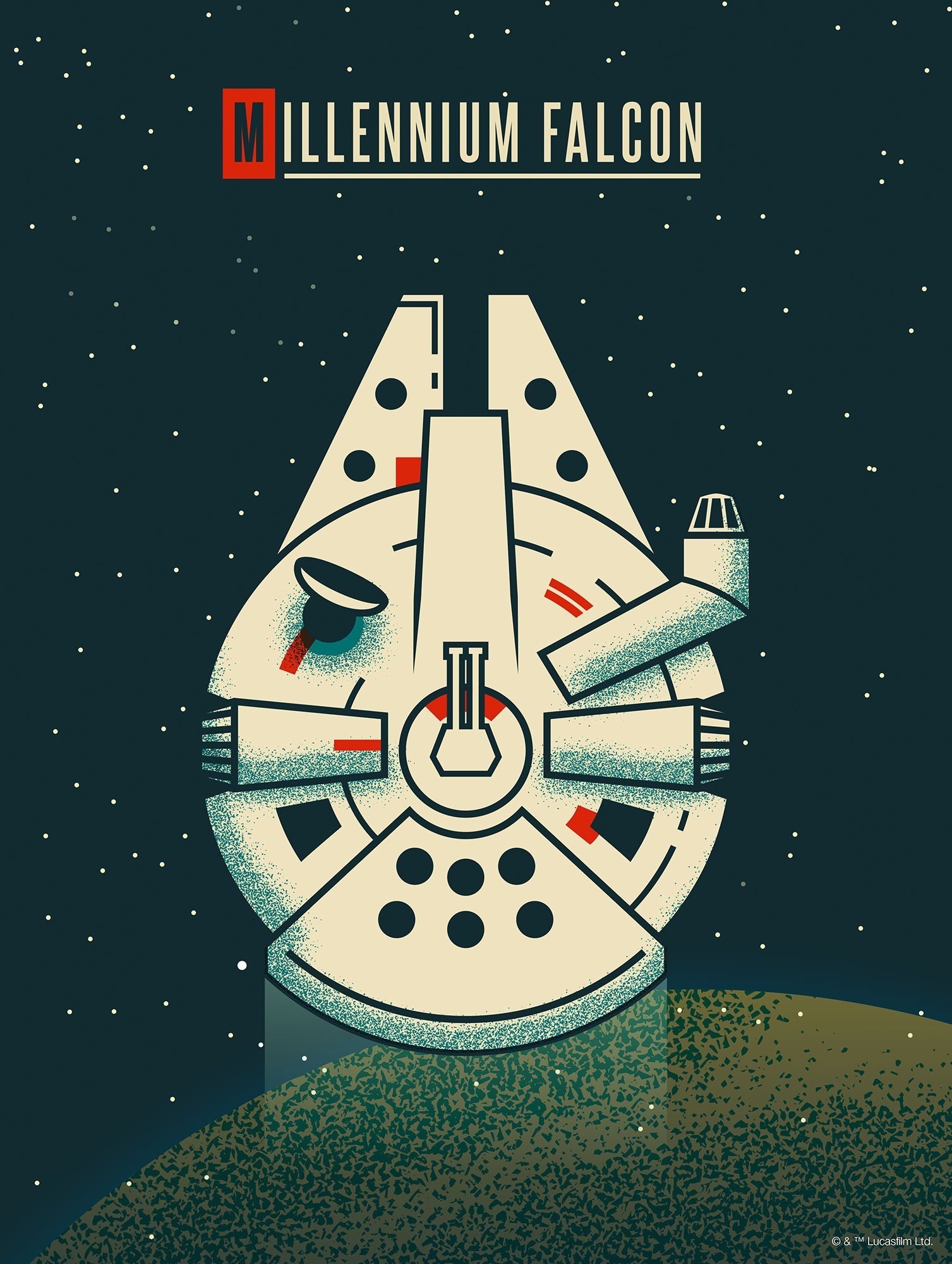 WB-SW-032-30X40 Star Wars Geeky Millennium Falcon , Poster In TNT Da Incorniciare, Misura cm.30x40h