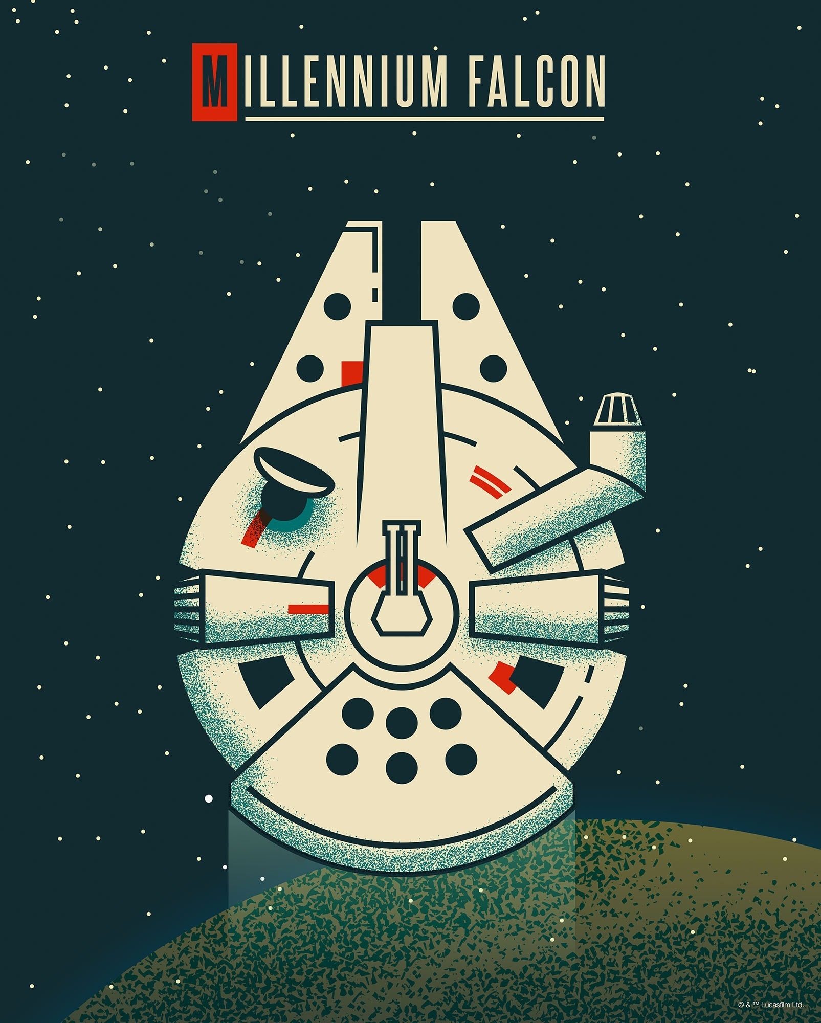 WB-SW-032-40X50 Star Wars Geeky Millennium Falcon , Poster In TNT Da Incorniciare, Misura cm.40x50h