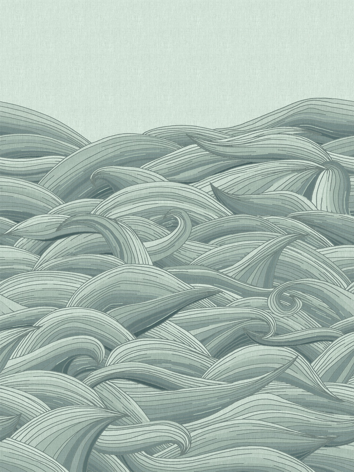 BYL26785 Waves Green ,Stampa Digitale Babylon ,Standard su Nonwowen cm.210x270 (alias 26785)