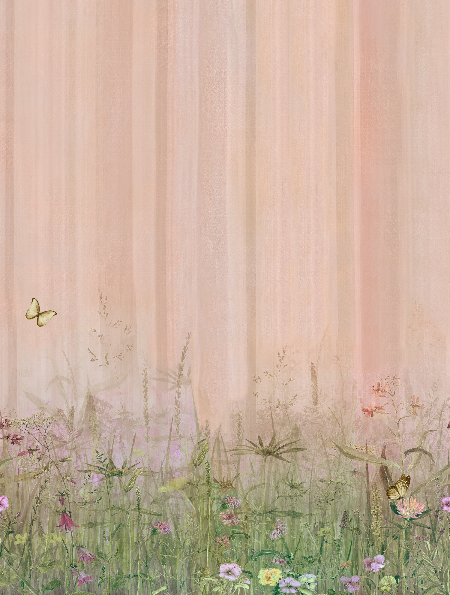 CW6023-1 Wildflower Meadow Peach Pink, Stampa Tnt Cute Walls, Misuramt.2,12x2,80H