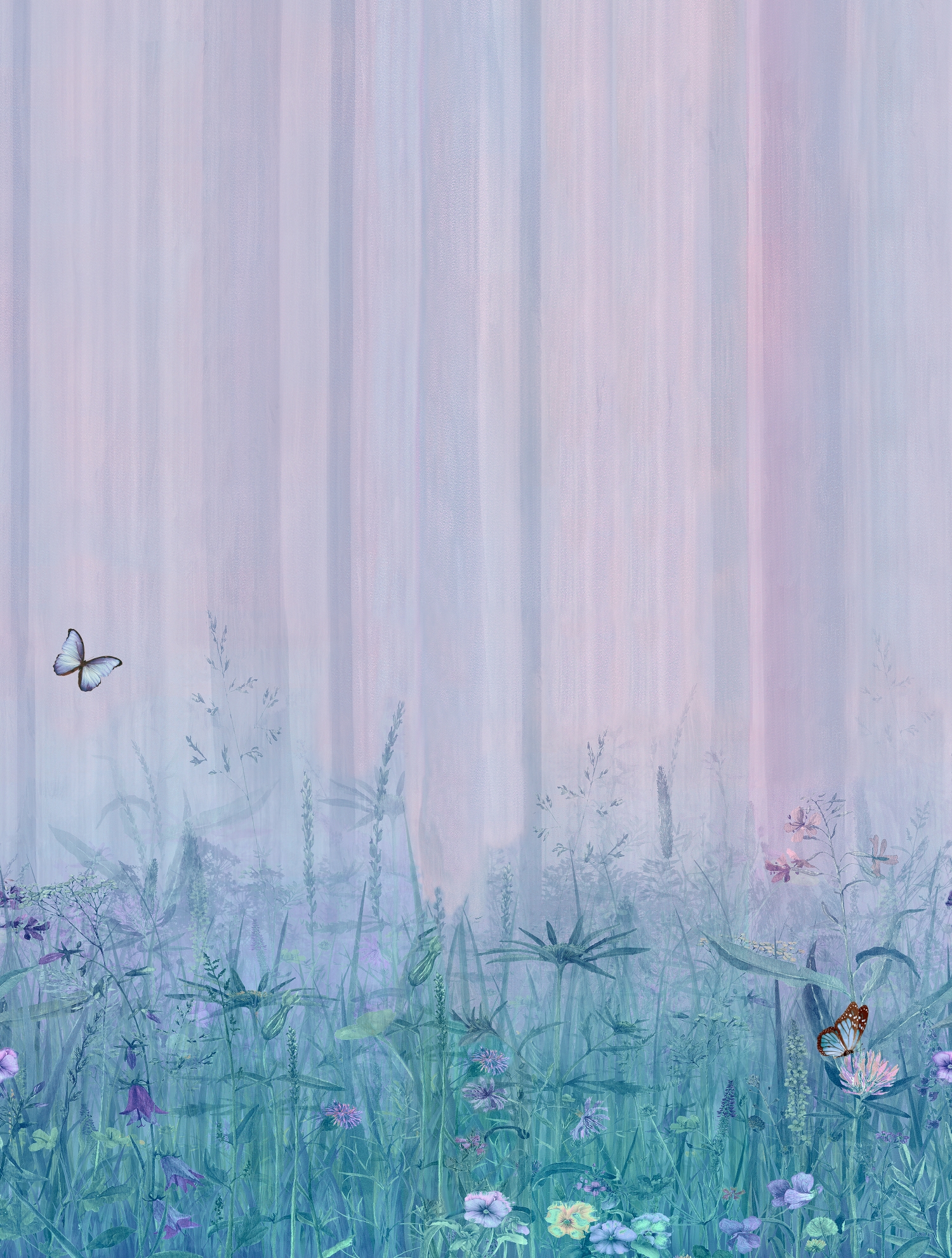 CW6023-2 Wildflower Meadow Purple Lavender, Stampa Tnt Cute Walls, Misura mt.2,12x2,80H