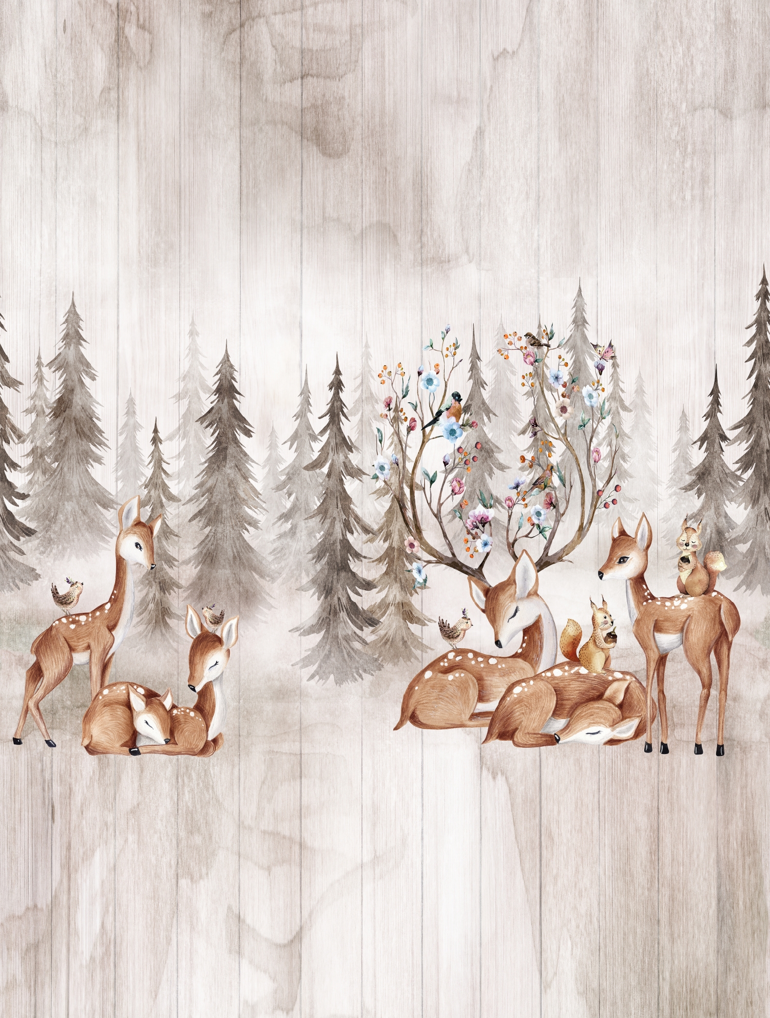 CW6046-1 Deer Camp Greige, Stampa Tnt Cute Walls, Misura mt.2,12x2,80H