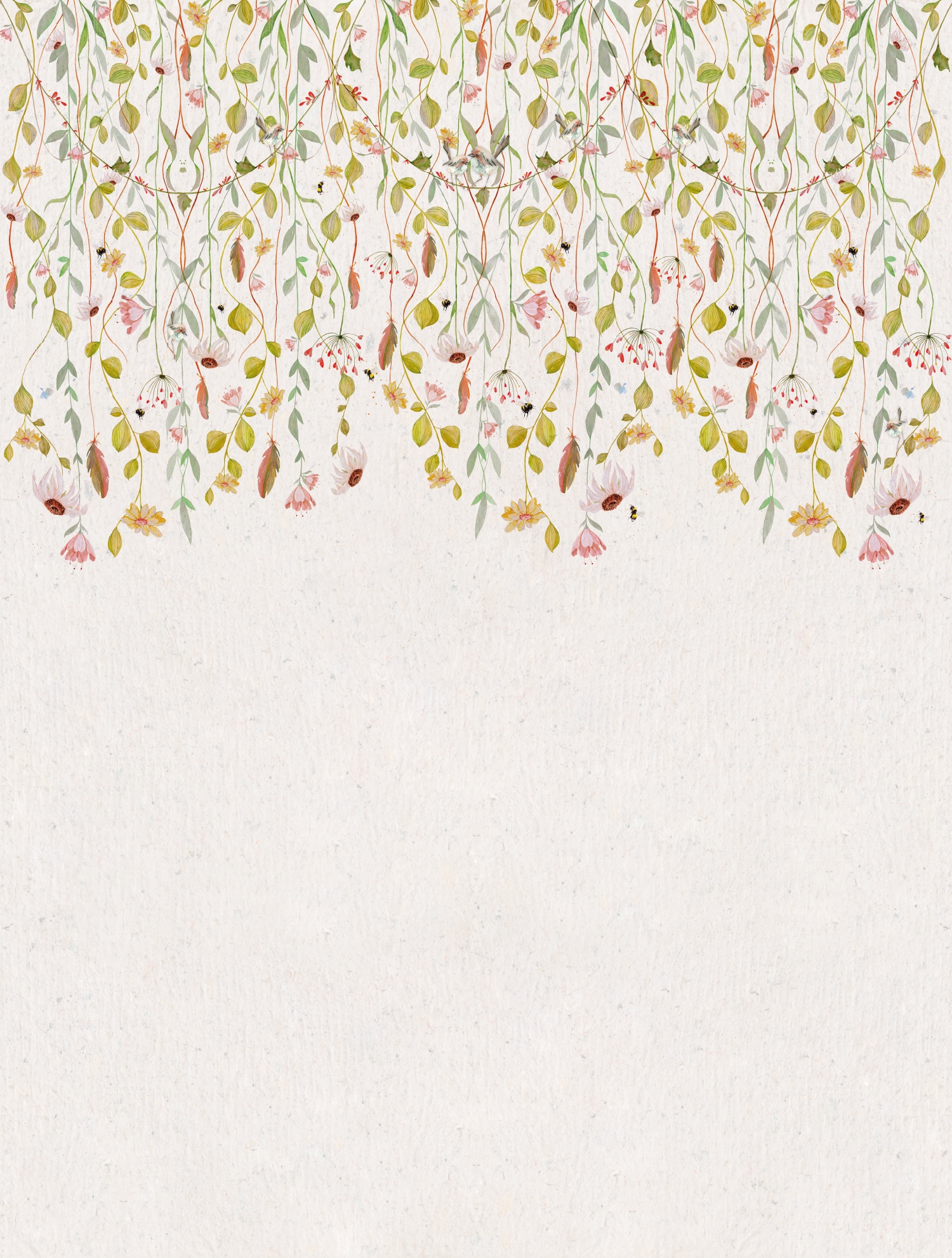 CW6124-2 Flowers Fantasy Brilliant White, Stampa Tnt Cute Walls, Misura mt.2,12x2,80H