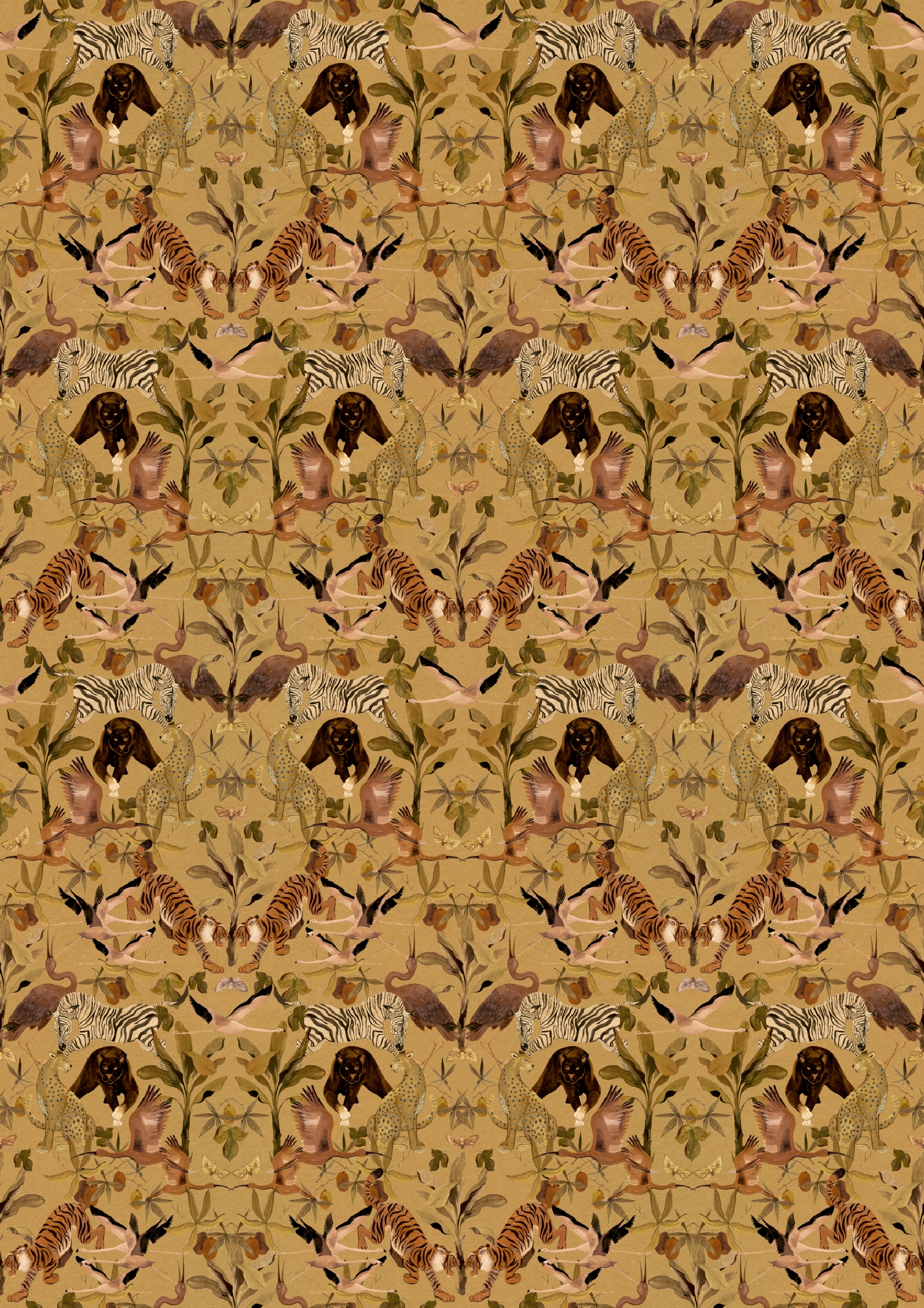 DW2002 Magic Animals Ochre, Stampa Tnt Designer Walls, Misura mt.2,12x3,00H