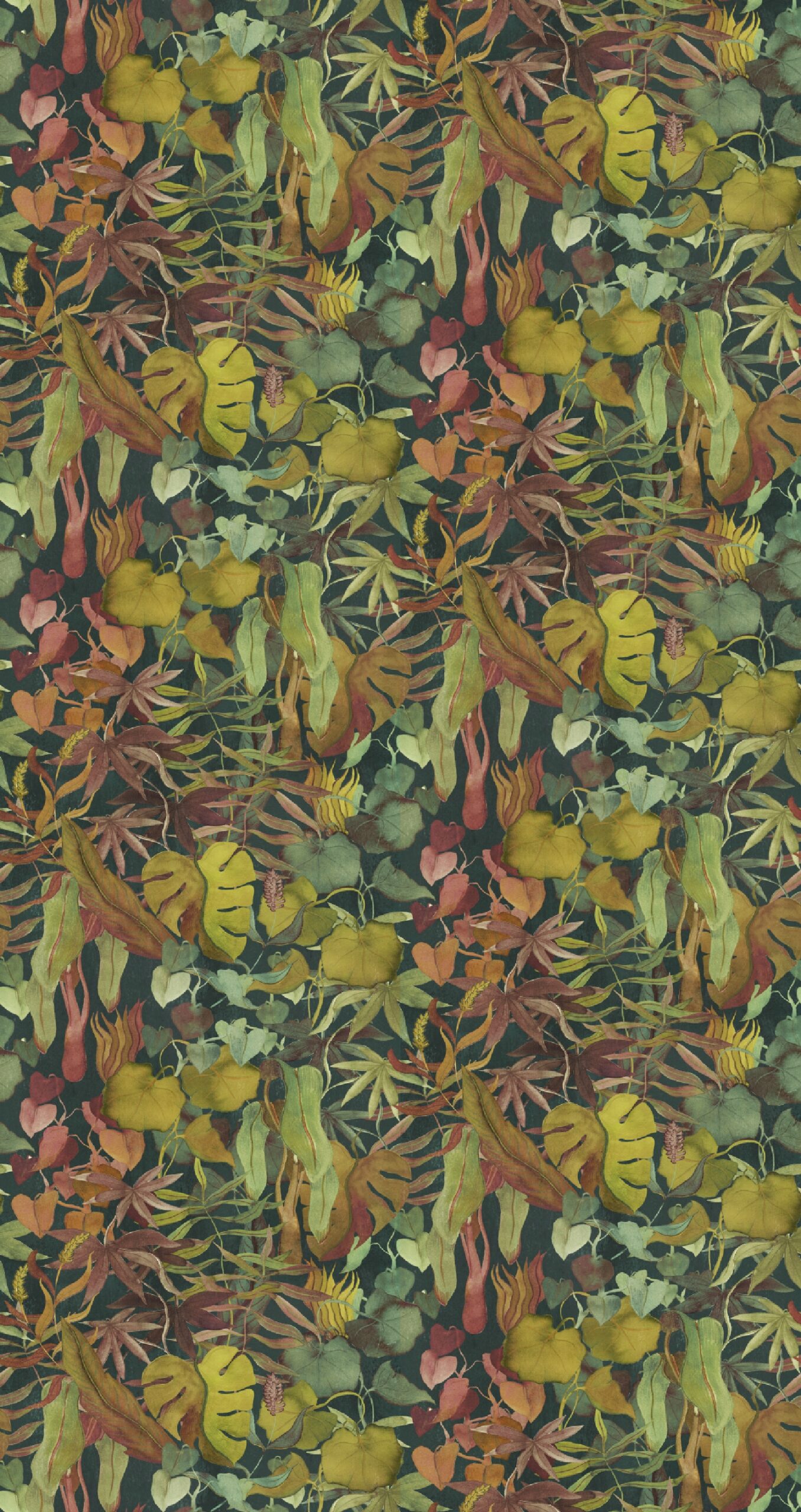 DW2012 Abstract Leaves Heron Green, Stampa Tnt Designer Walls, Misura mt.1,59x3,00H