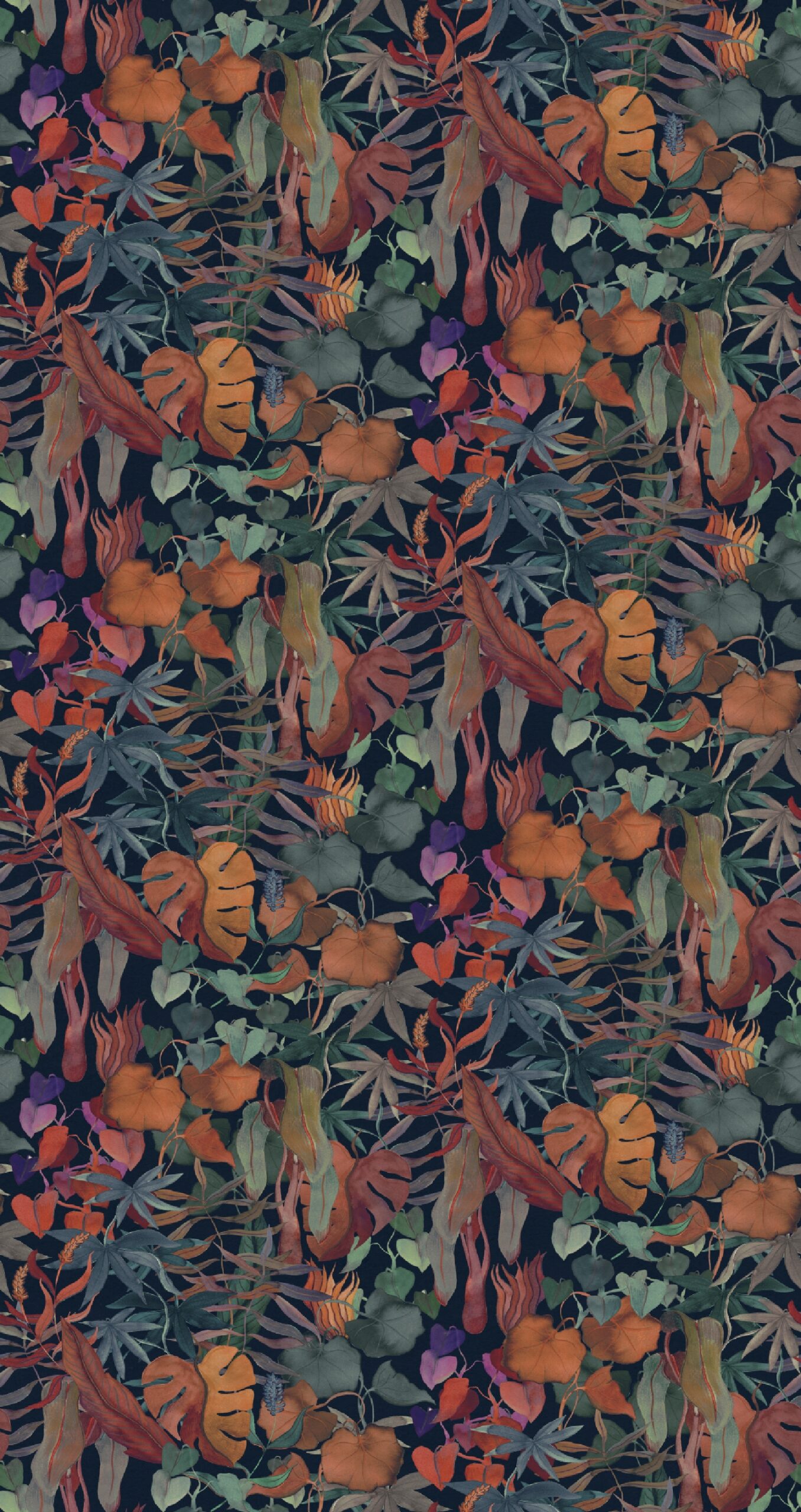 DW2013 Abstract Leaves Midnight Blue, Stampa Tnt Designer Walls, Misura mt.1,59x3,00H