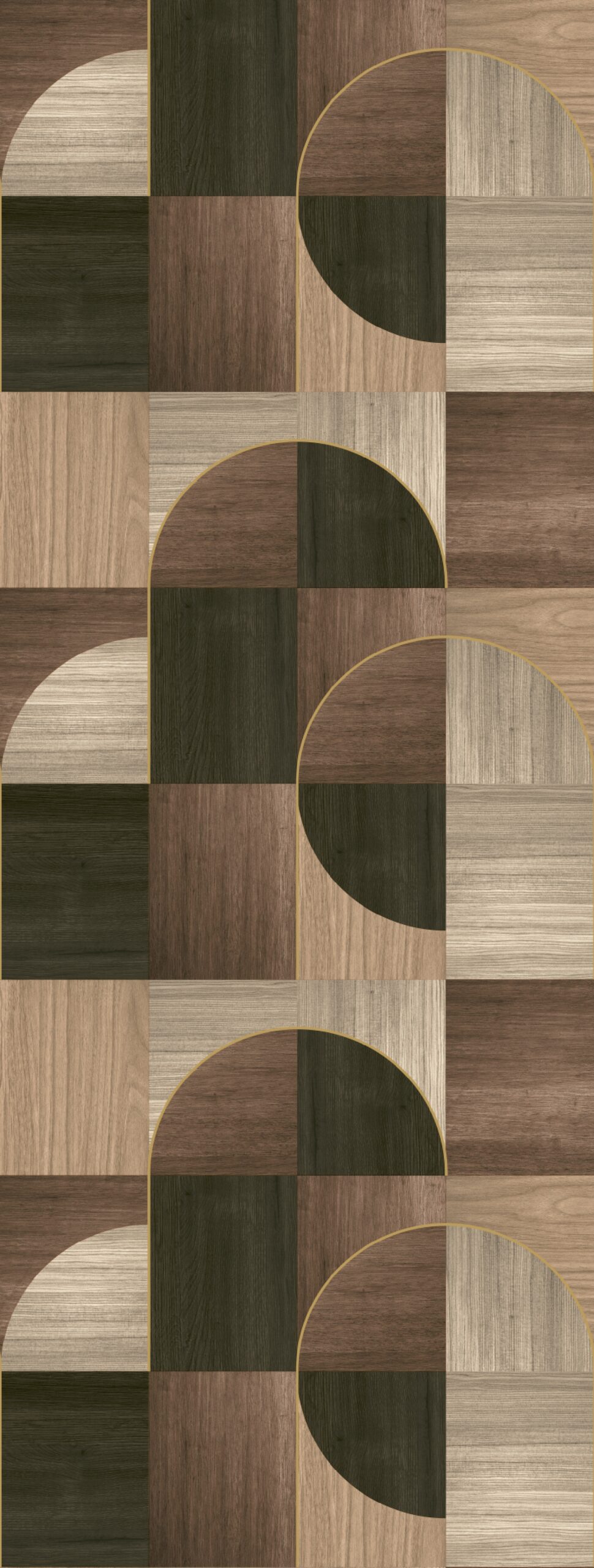 FW4012-1 Wooden Circles Chocolate Brown, Stampa Pvc/Tnt Feature Walls, Misura mt.1,06x2,80H