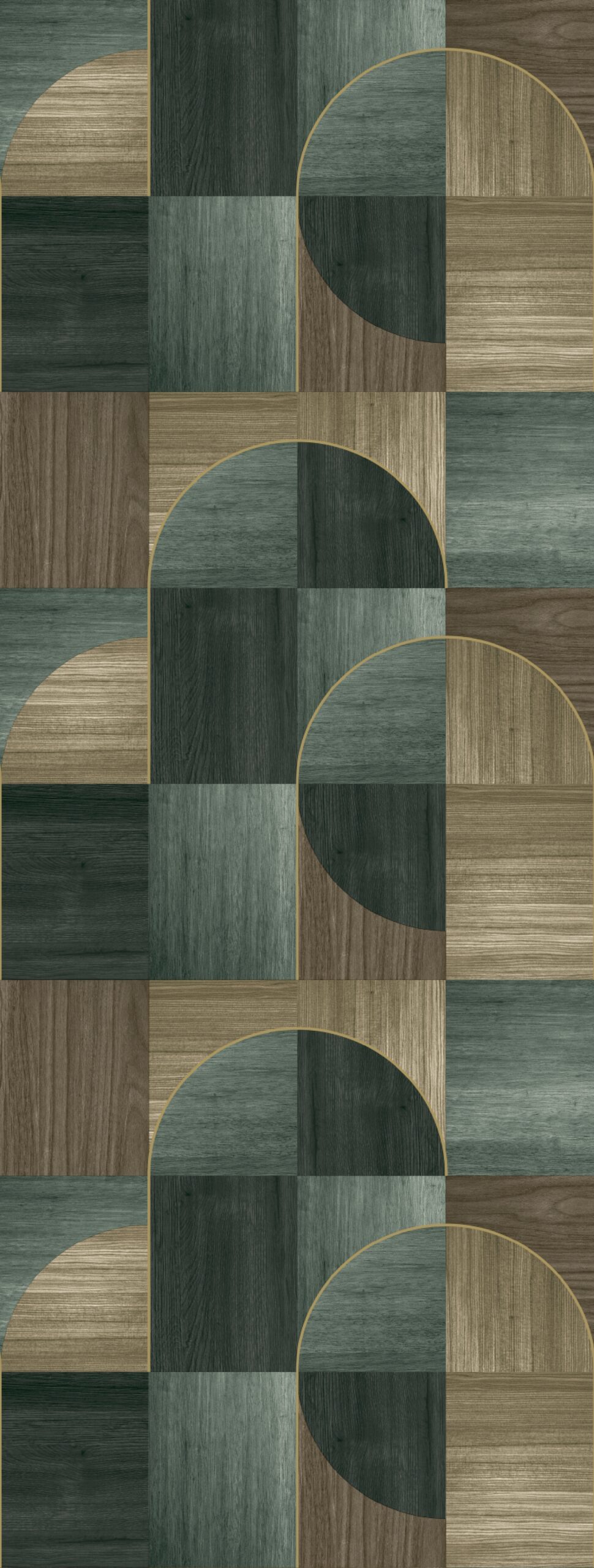 FW4012-2 Wooden Circles Teel Green, Stampa Pvc/Tnt Feature Walls, Misura mt.1,06x2,80H