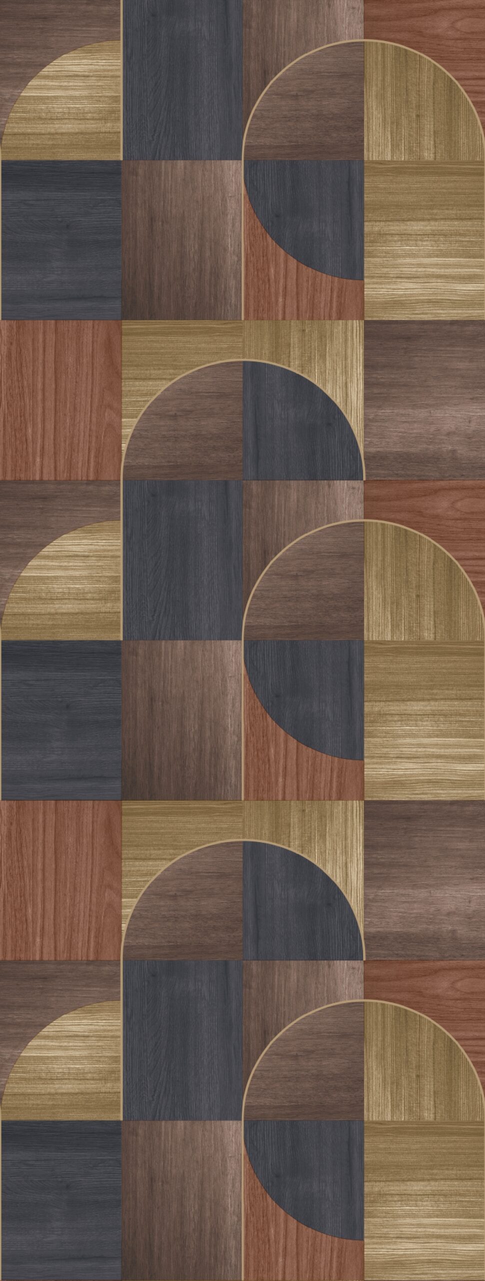 FW4012-5 Wooden Circles Multicolor, Stampa Pvc/Tnt Feature Walls, Misura mt.1,06x2,80H