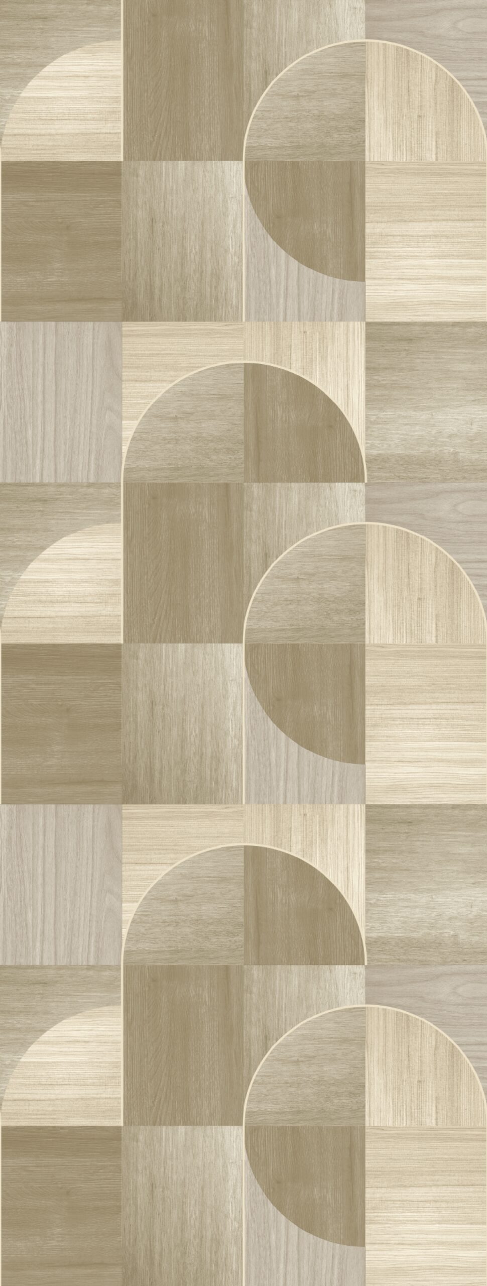 FW4012-6 Wooden Circles Greige, Stampa Pvc/Tnt Feature Walls, Misuramt.1,06x2,80H