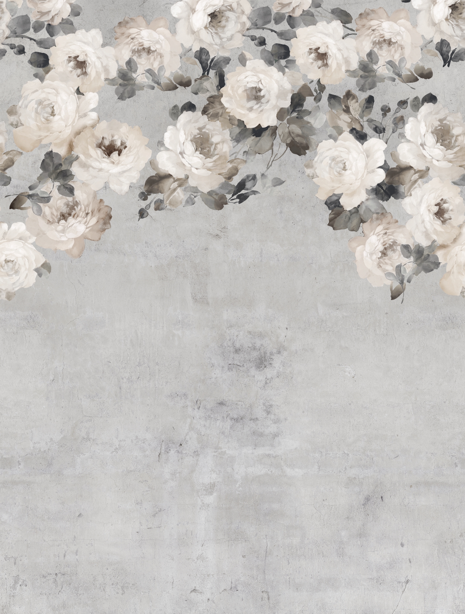 FW4023-3 Concrete Flowers Mirage Grey, Stampa Pvc/Tnt Feature Walls,Misura mt.2,12x2,80H