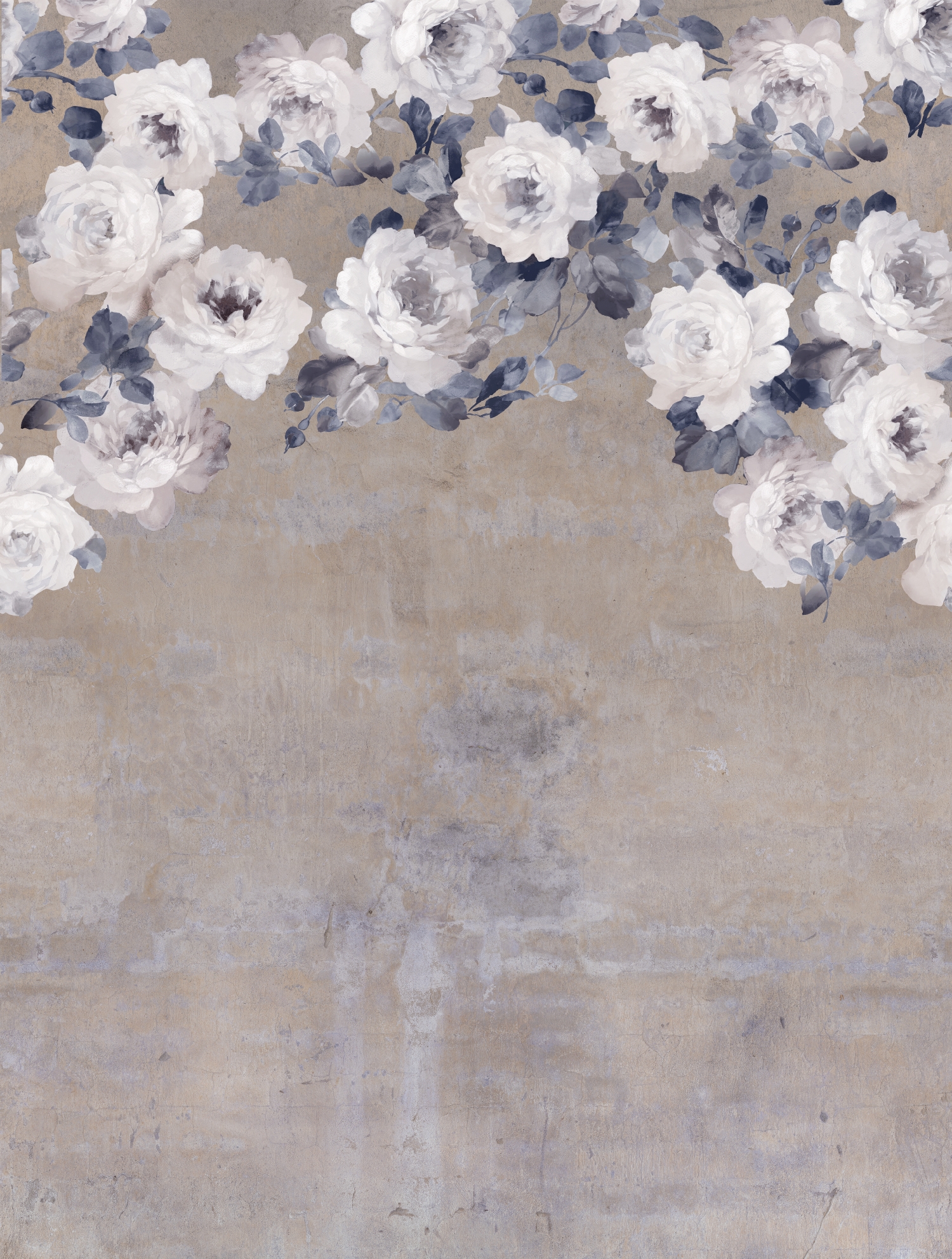 FW4023-4 Concrete Flowers Taupe, Stampa Pvc/Tnt Feature Walls, Misuramt.2,12x2,80H