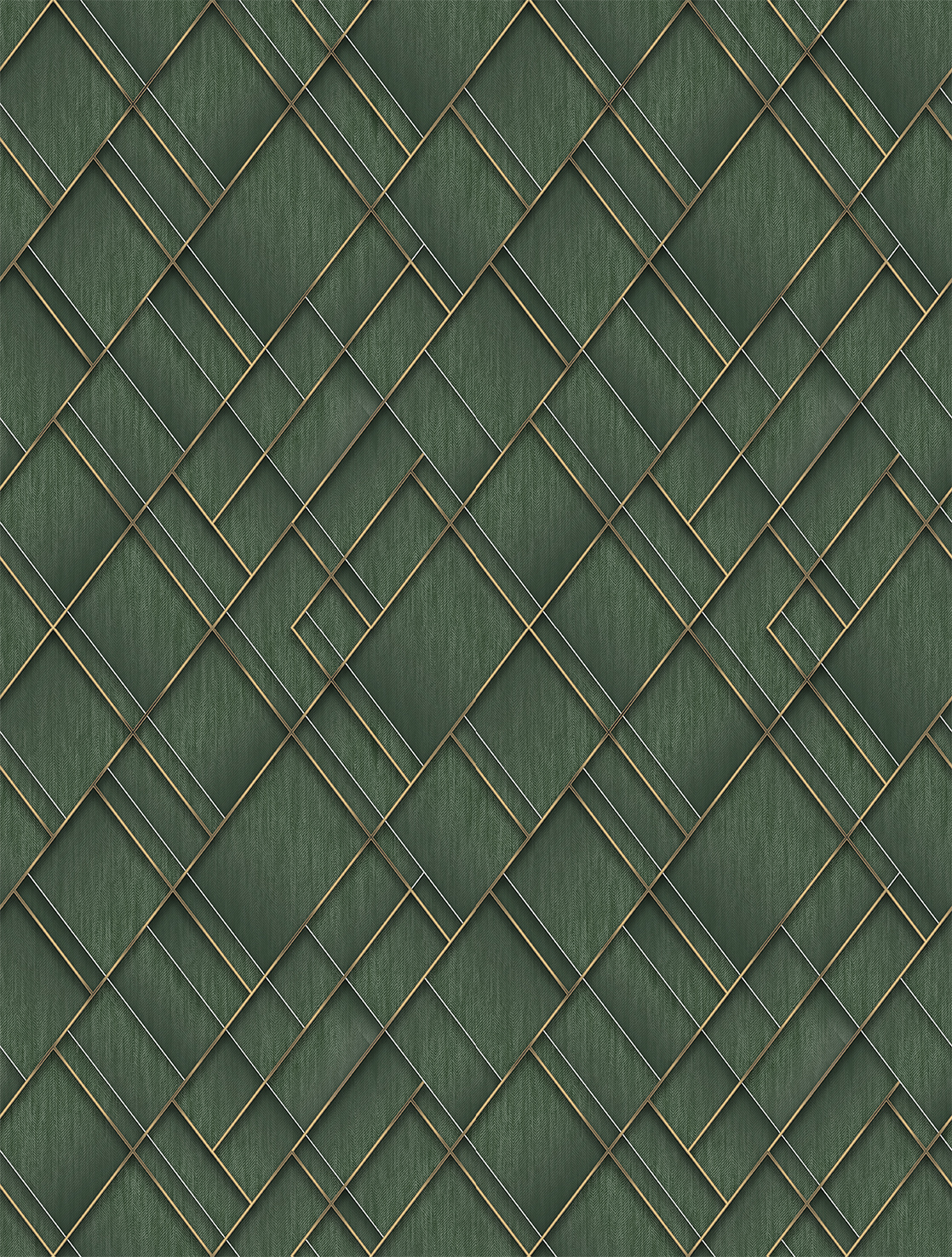 FW4037-5 Geometric Metallic Lines Emerald Green, Stampa Pvc/Tnt Feature Walls, Misura mt.2,12x2,80H