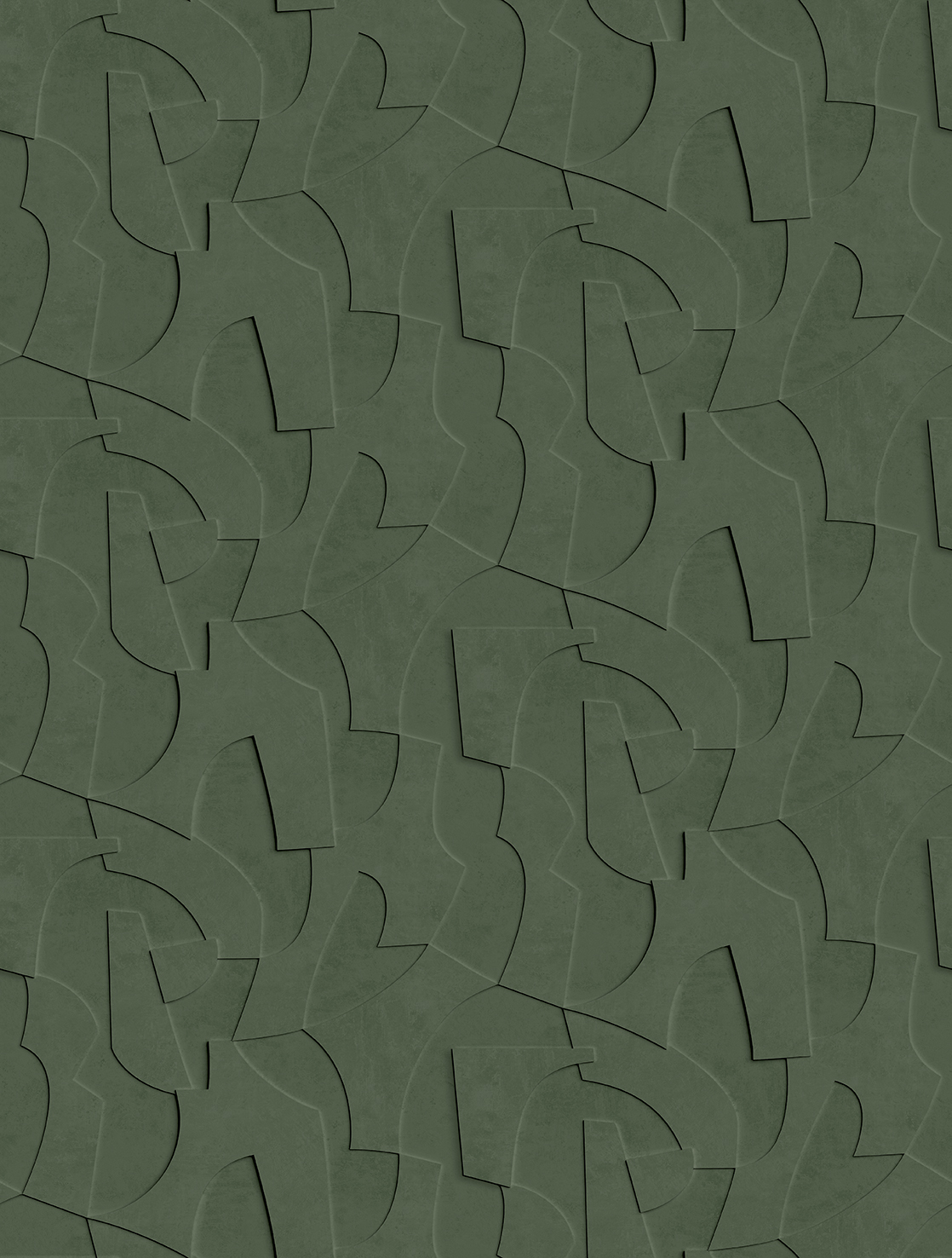 FW4042-3 Concrete 3D Geometric Forest Green, Stampa Pvc/Tnt Feature Walls, Misura mt.2,12x2,80H