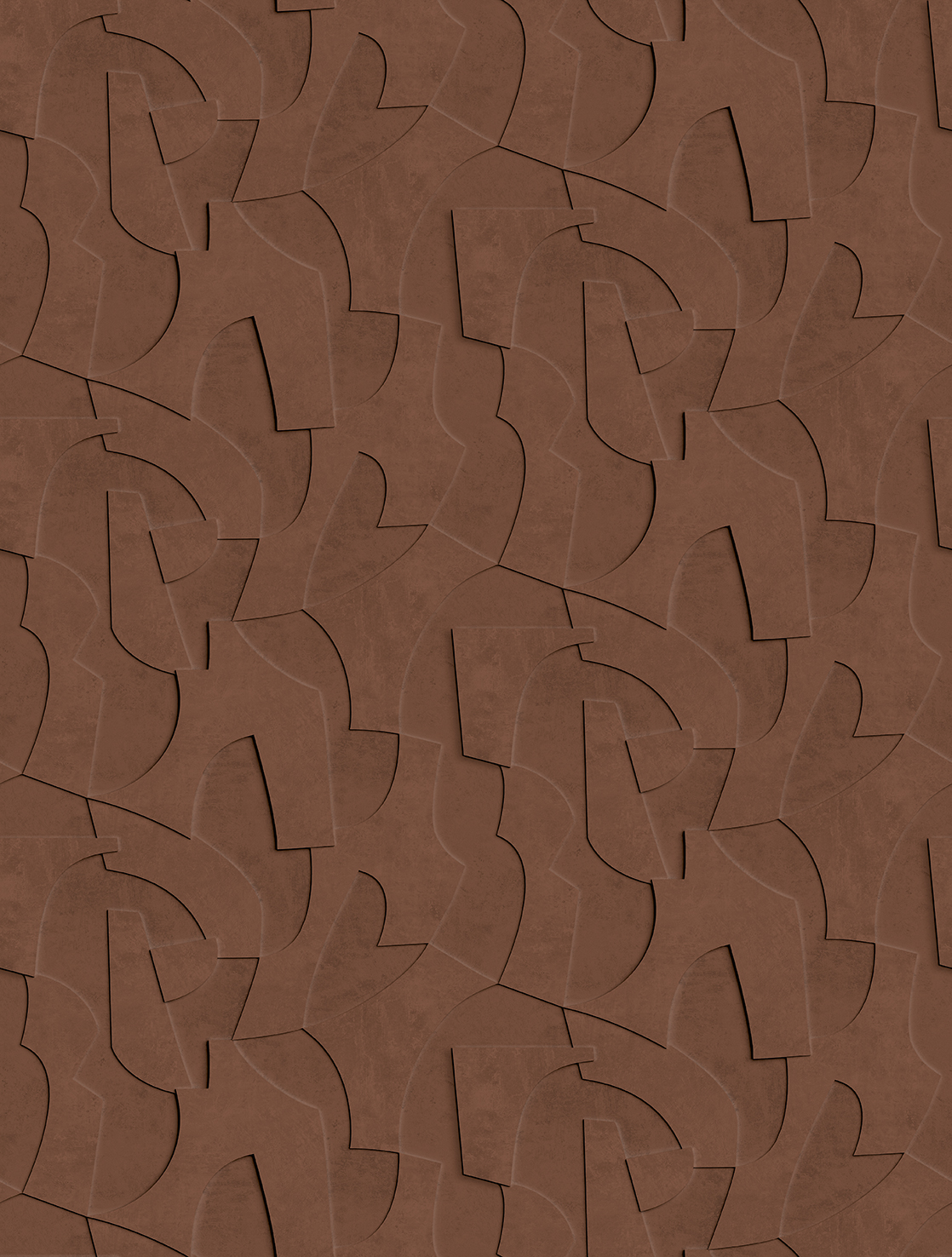 FW4042-4 Concrete 3D Geometric Copper Brown, Stampa Pvc/Tnt Feature Walls, Misura mt.2,12x2,80H