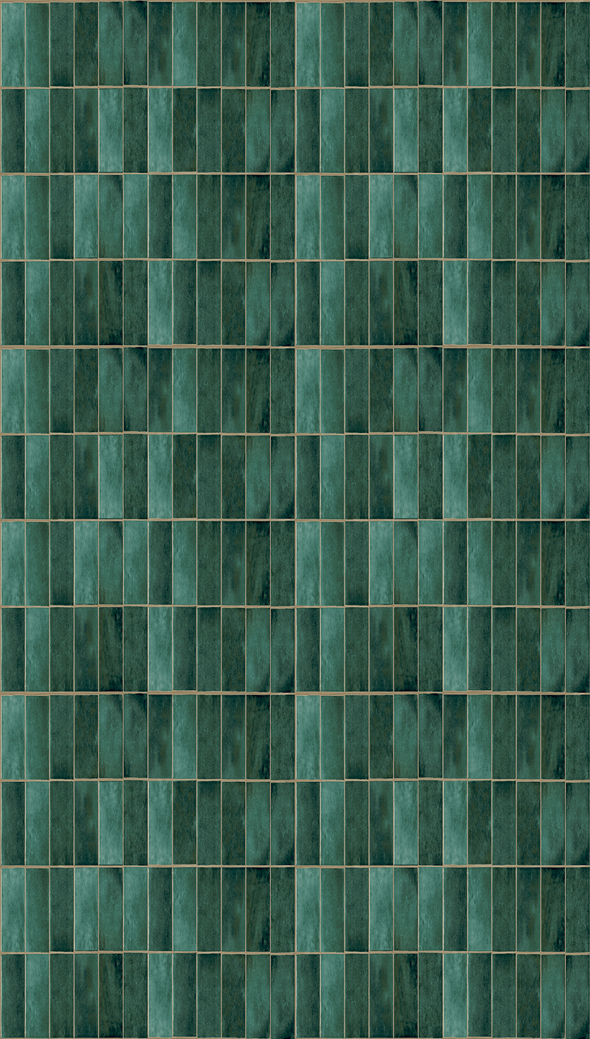 FW4045-1 Zellige Tiles Heron Green, Stampa Pvc/Tnt Feature Walls, Misura mt.1,59x2,80H