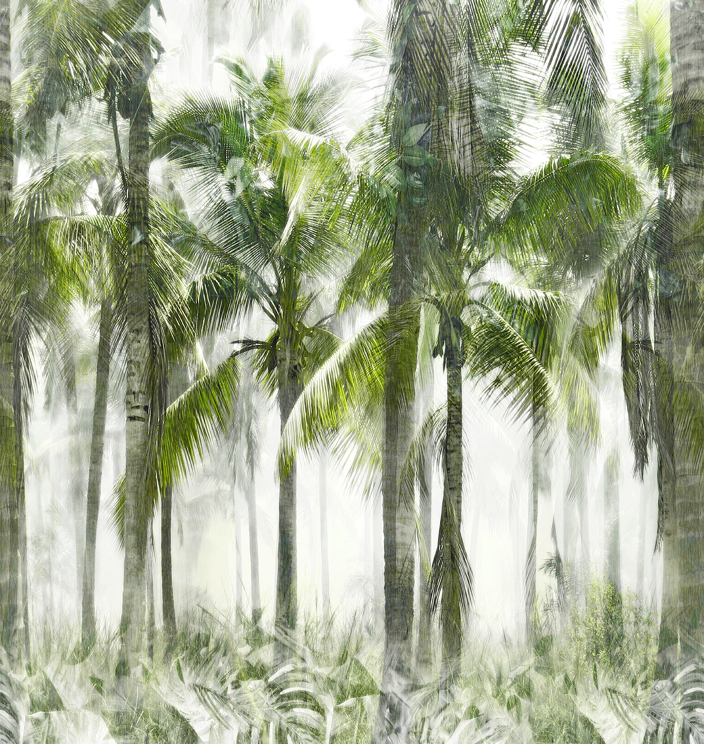 FW4054-1 Palm Forest Fluorite Green, Stampa Pvc/Tnt Feature Walls, Misura mt.2,65x2,80H