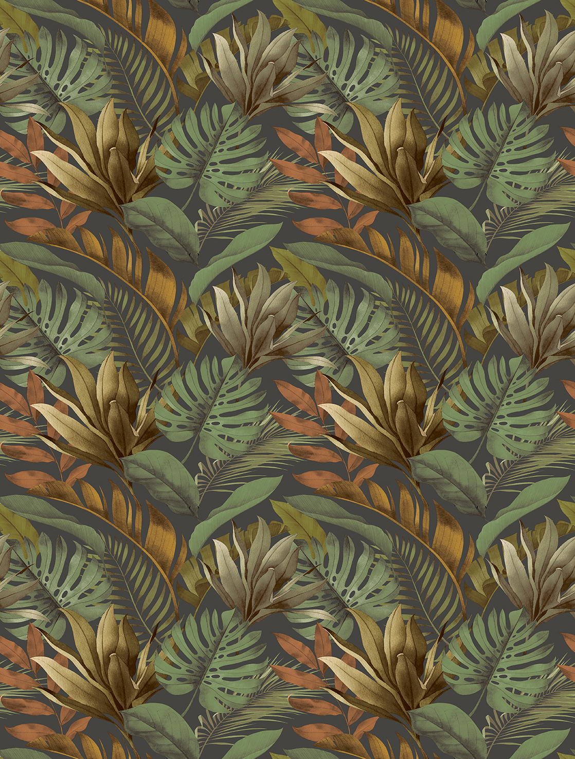 FW4059-2 Botanical Leaves Multicolor, Stampa Pvc/Tnt Feature Walls, Misura mt.2,12x2,80H