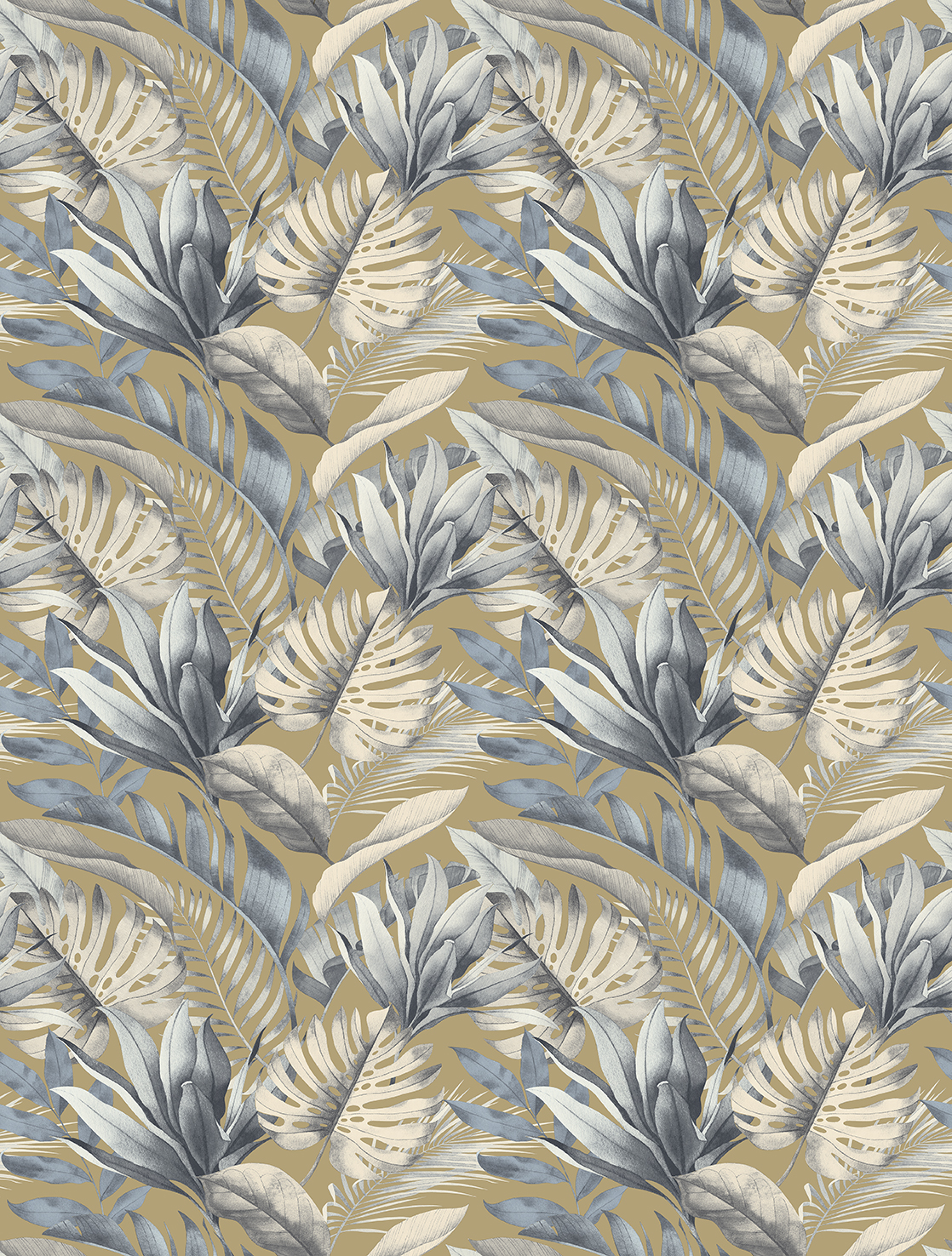 FW4059-6 Botanical Leaves Warm Sand, Stampa Pvc/Tnt Feature Walls, Misura mt.2,12x2,80H