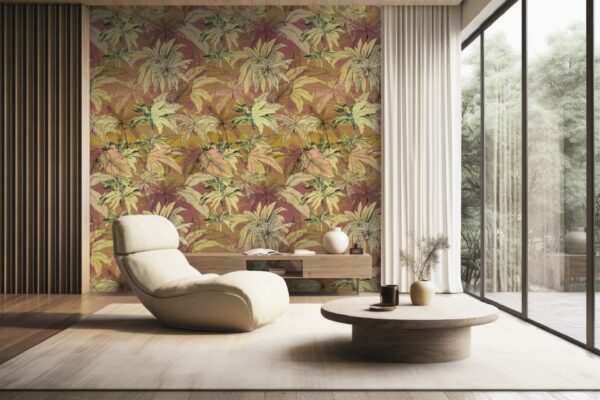 DB73708  Stampa Voyage Su Gold Silk, Caribbean1, Misura Cm.300X300H,(modulo ripetibile 301,1x300) - immagine 2