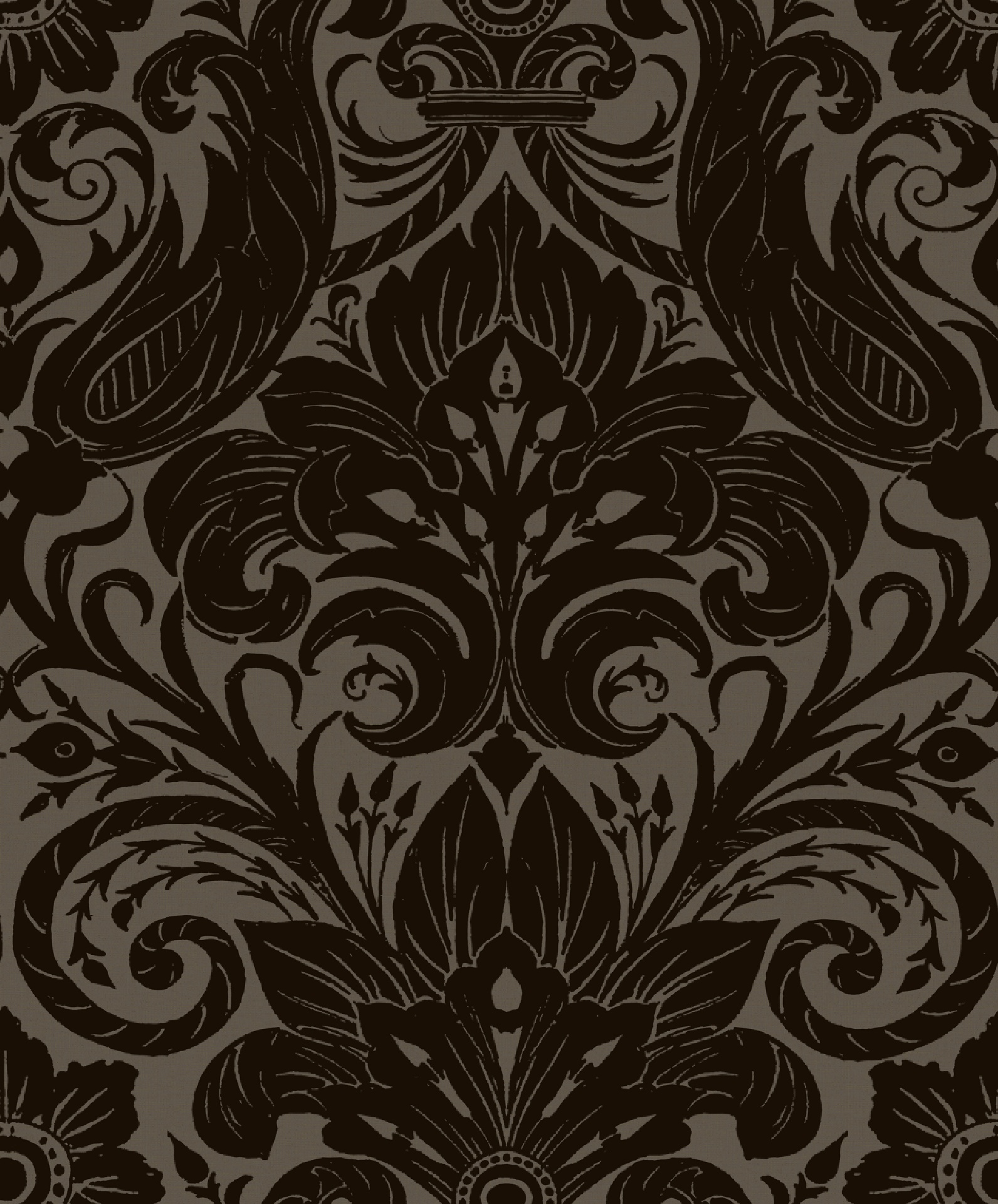 LB25168 Parato Floccato Tnt Off The Wall, Damask Sauvage Bronze Brown, Rotoli da mt.10,05x0,53